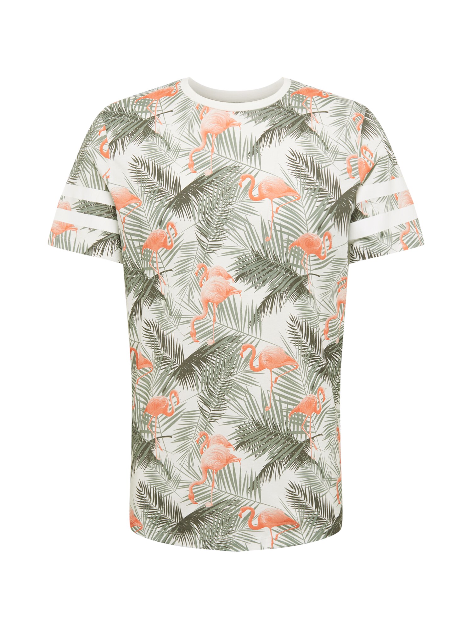 JACK & JONES Tričko 'JORDIZ'  zelená / oranžová / šedobiela