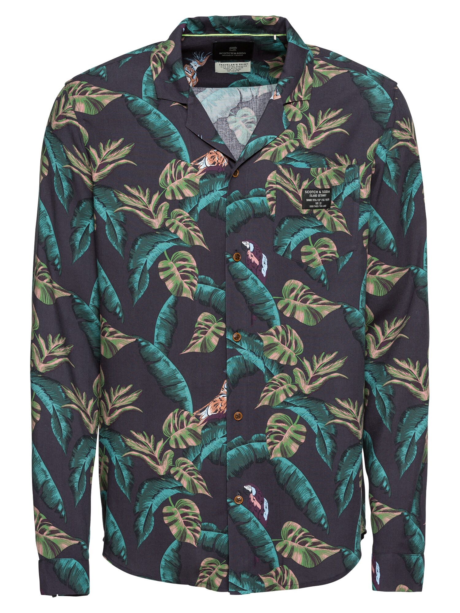 Scotch Soda Heren Overhemd Basaltgrijs Groen Lichtgroen Rosa scotch soda kopen in de aanbieding