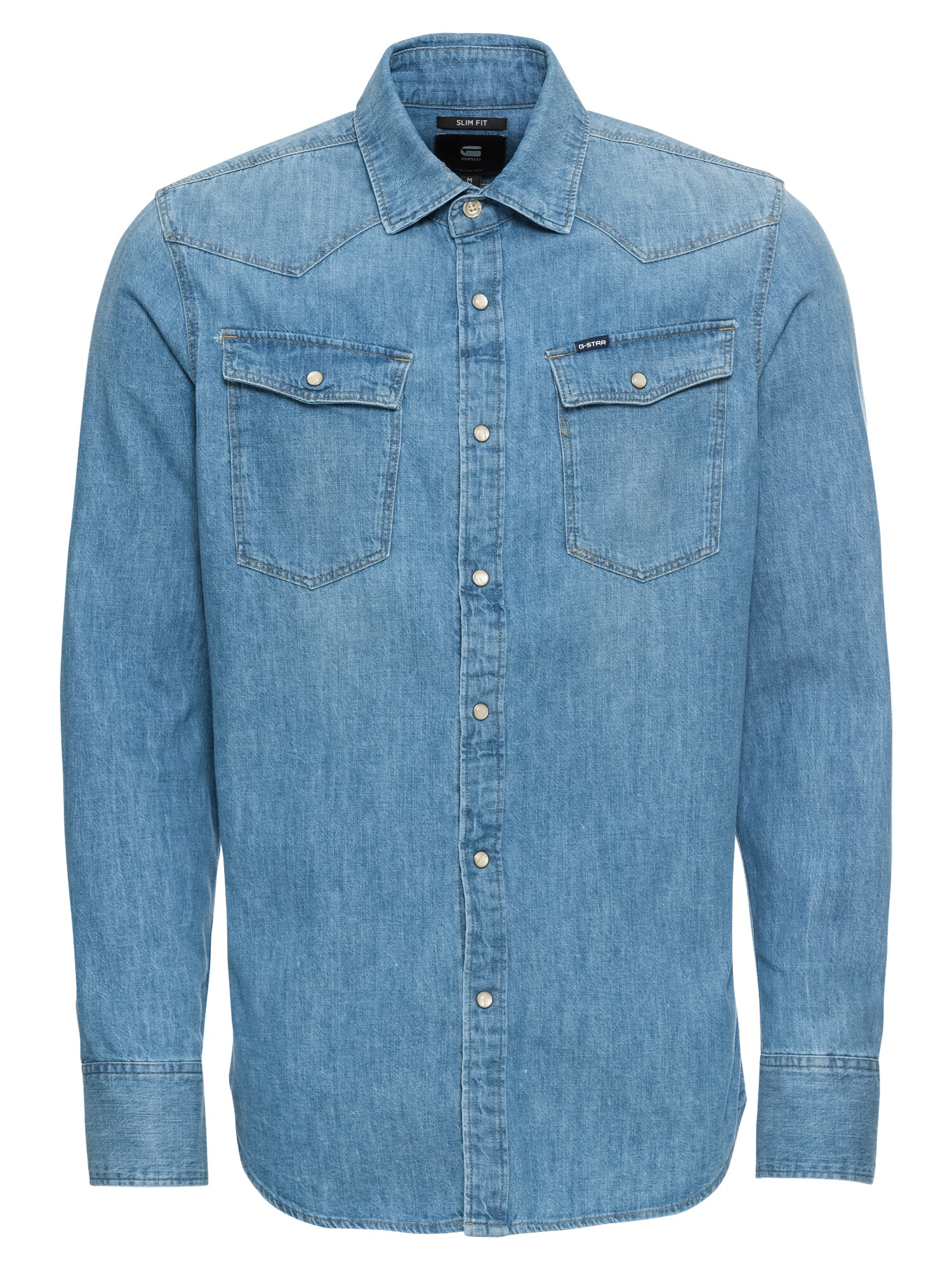 Gstar G Star Raw Heren Overhemd 3301 Slim Blauw Denim gstar kopen in de aanbieding