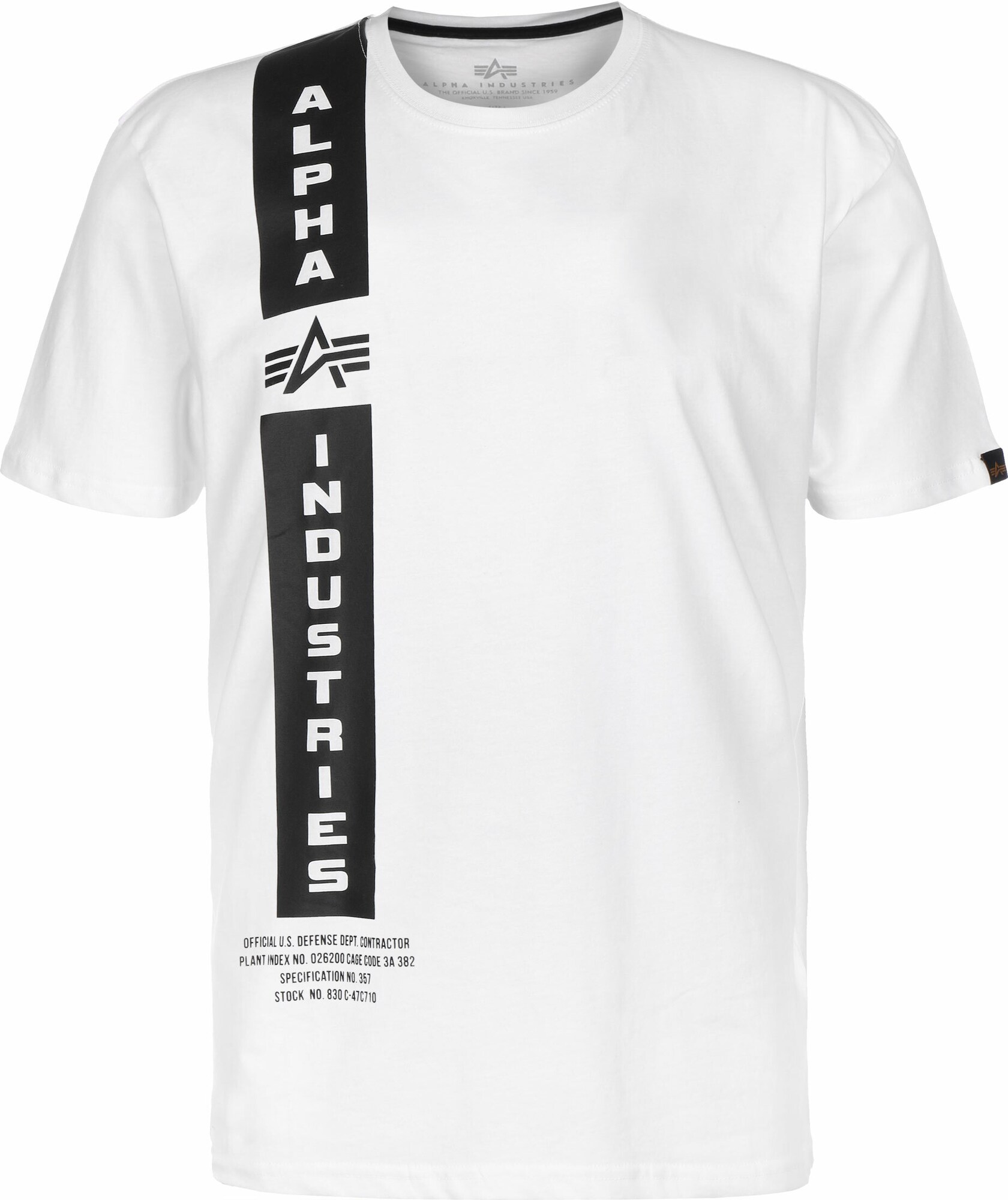ALPHA INDUSTRIES Marškinėliai 'Defense'  balta / juoda