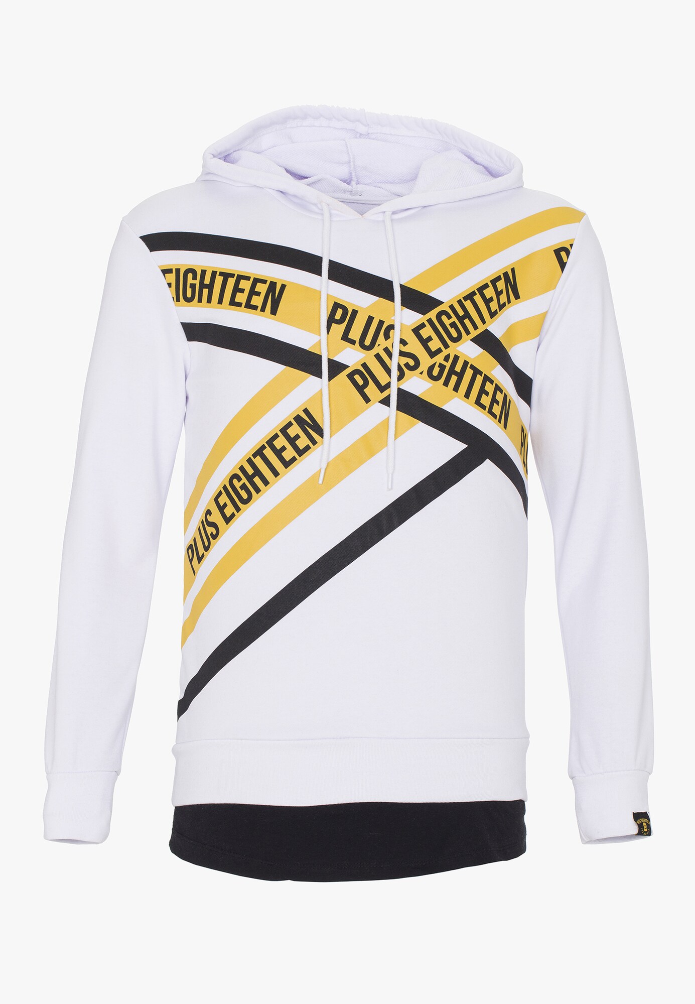 Plus Eighteen Heren Sweatshirt Geel Zwart Wit plus eighteen kopen in de aanbieding