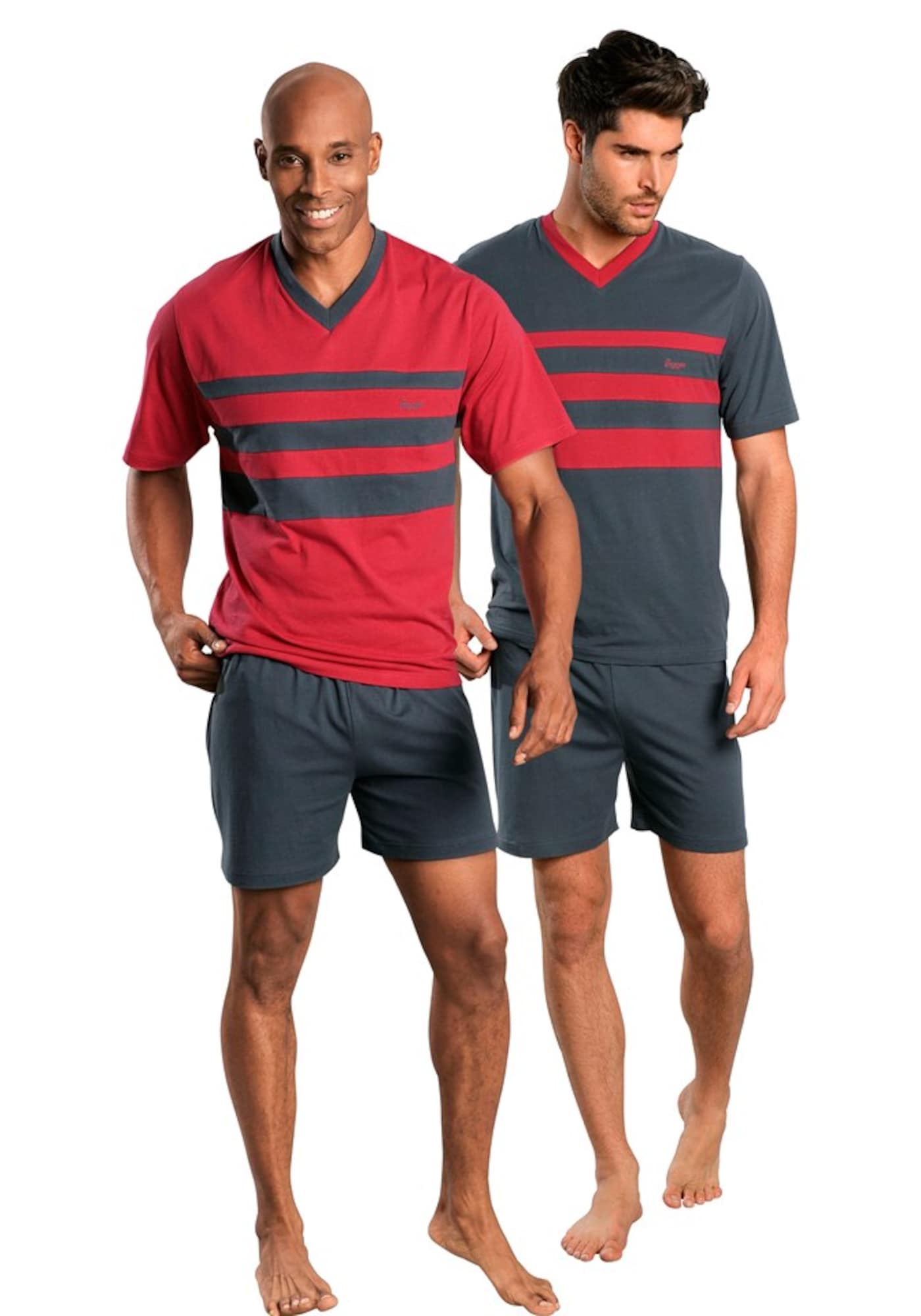 LE JOGGER Pijama scurtă  gri închis / roșu