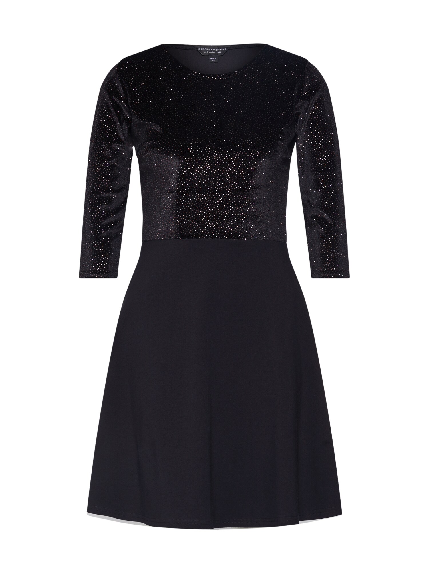 Dorothy Perkins Vakarinė suknelė 'JERSEY GLITTR 2 IN 1 DRESS'  juoda