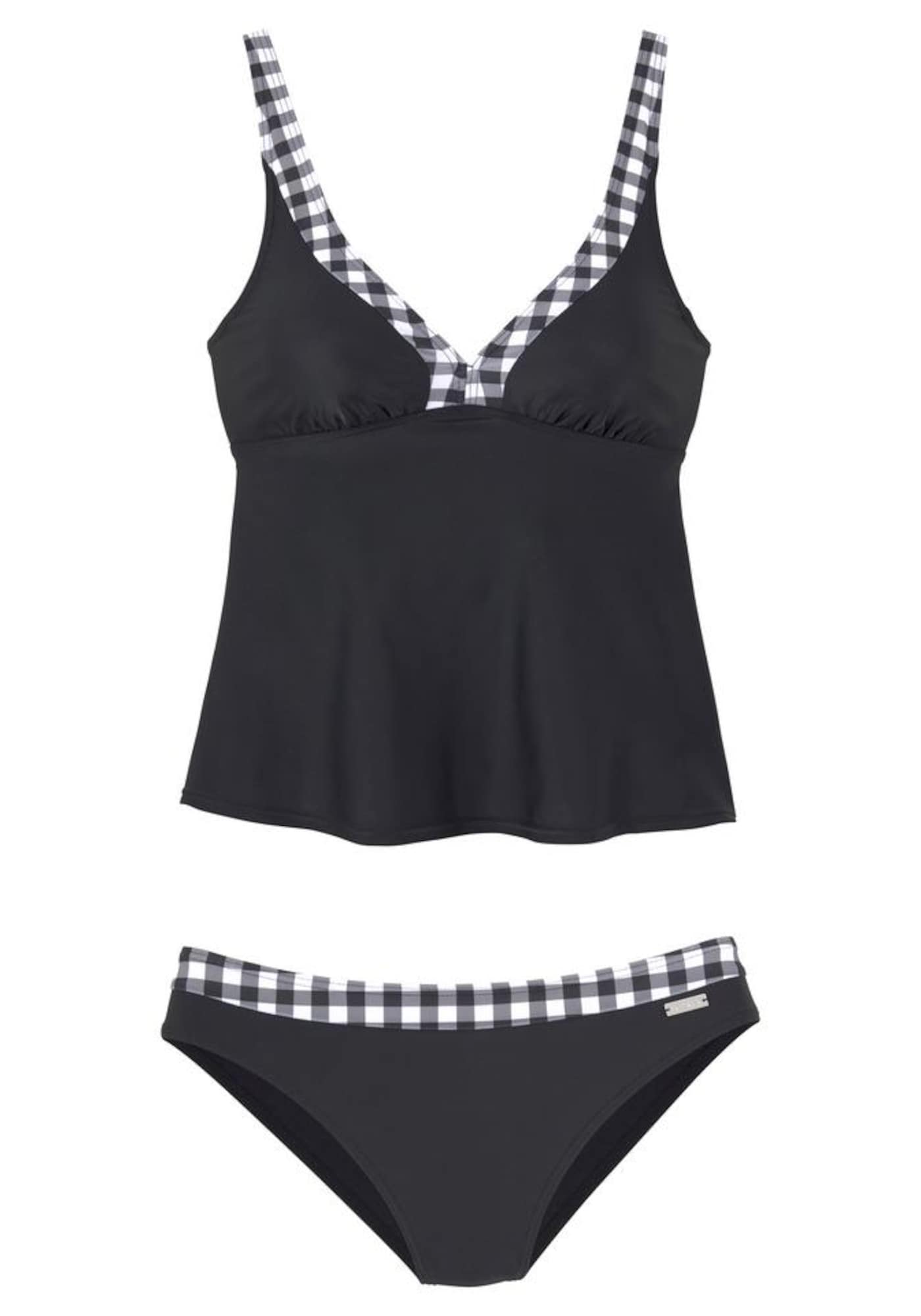 LASCANA Costum de baie Tankini  gri / negru / alb