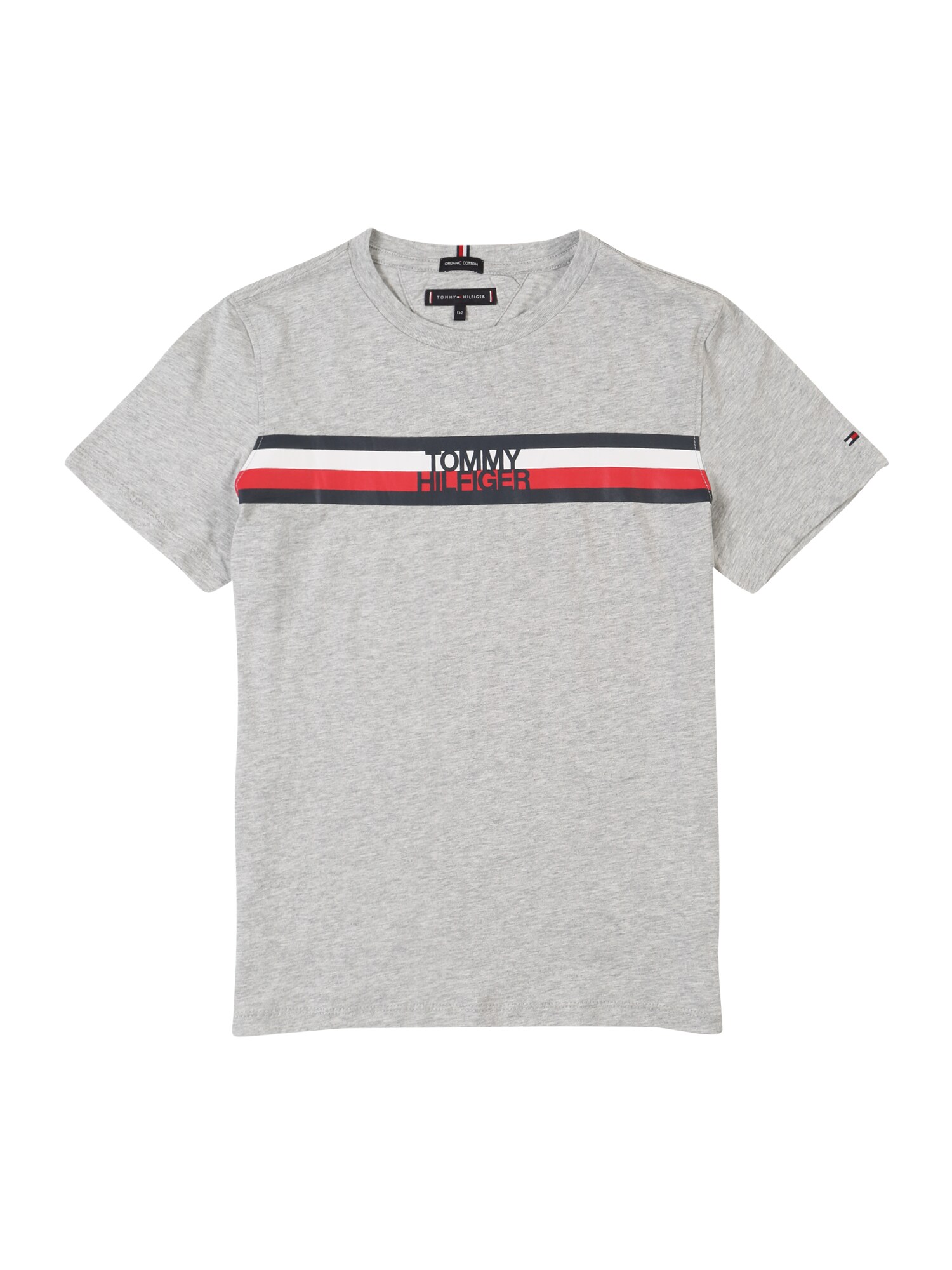 Tommy Hilfiger Jongens Shirt Essential Global Stripe Tee Ss Grijs Gemeleerd tommy hilfiger kopen in de aanbieding