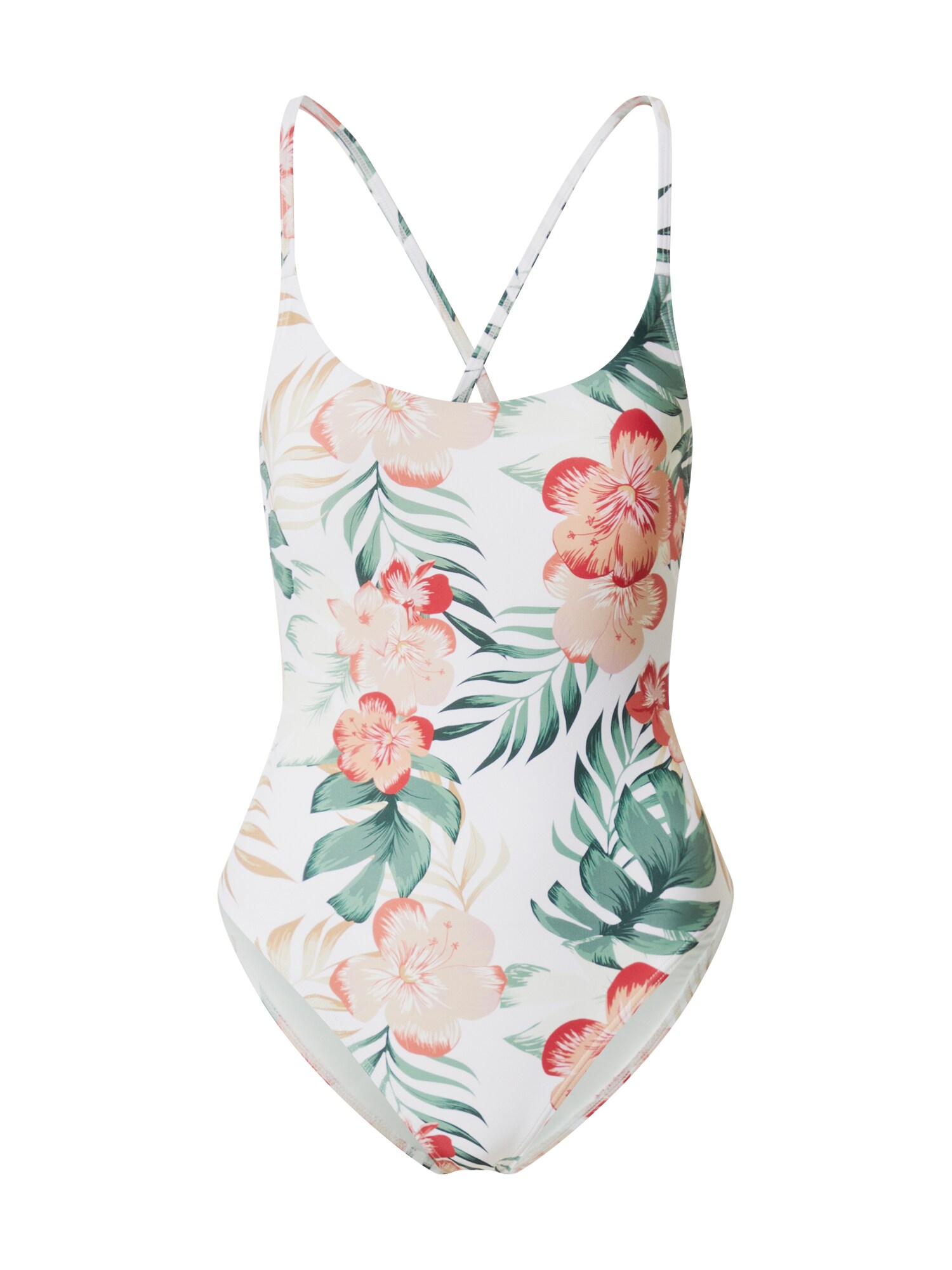 Dorothy Perkins Maudymosi kostiumėlis 'Ivory Tropical Cami'  kremo / žalia / oranžinė
