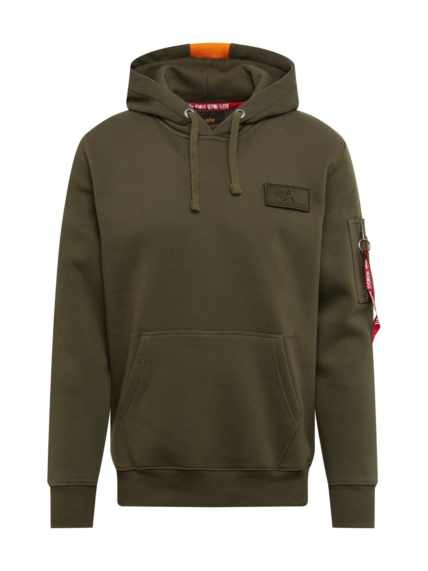 ALPHA INDUSTRIES Mikina 'Red Stripe' kaki / oranžová / červená / biela