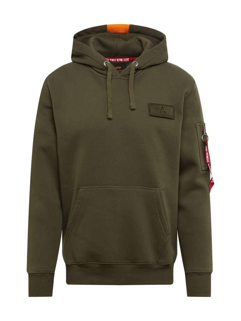 Sweatshirt 'Red Stripe' khaki / orange / röd