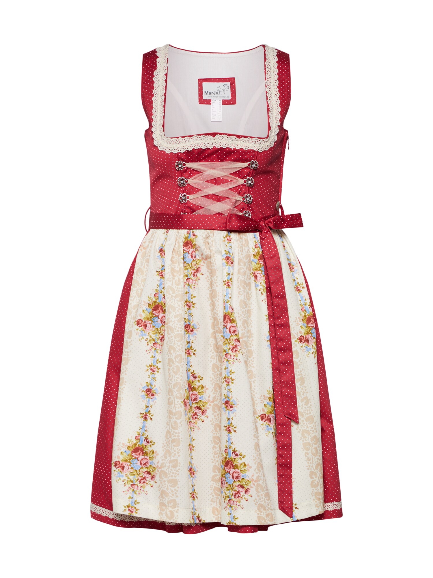 Marjo Dames Dirndl Babia Creme Rood marjo kopen in de aanbieding