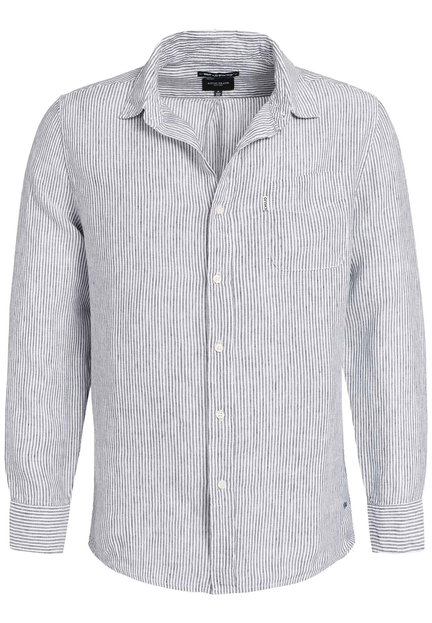 Khujo Heren Overhemd Dorian Zwart Gemeleerd Wit khujo kopen in de aanbieding