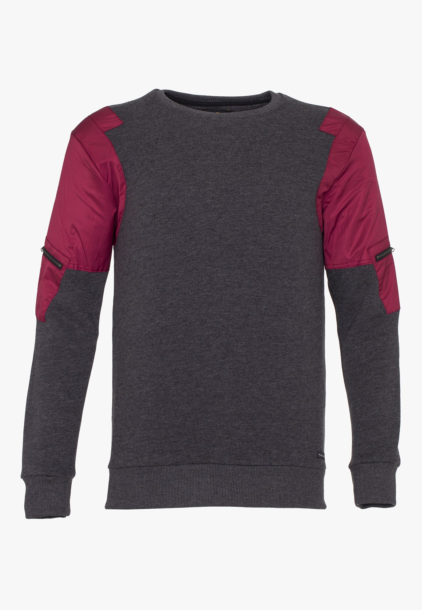 Plus Eighteen Heren Sweatshirt Antraciet Donkerrood plus eighteen kopen in de aanbieding