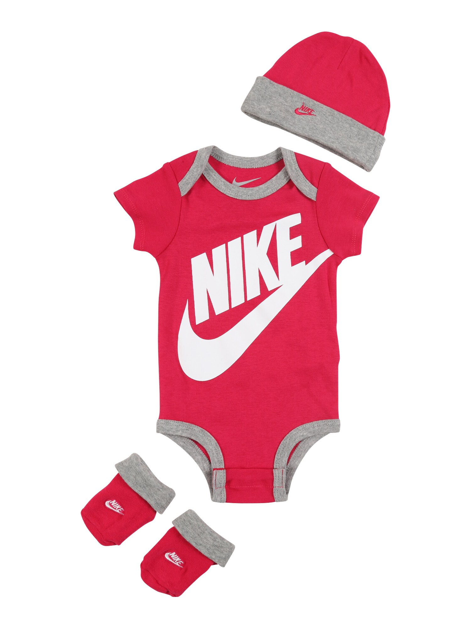 Nike Sportswear Liemenėlė ir kelnaitės  raudona / balta / pilka
