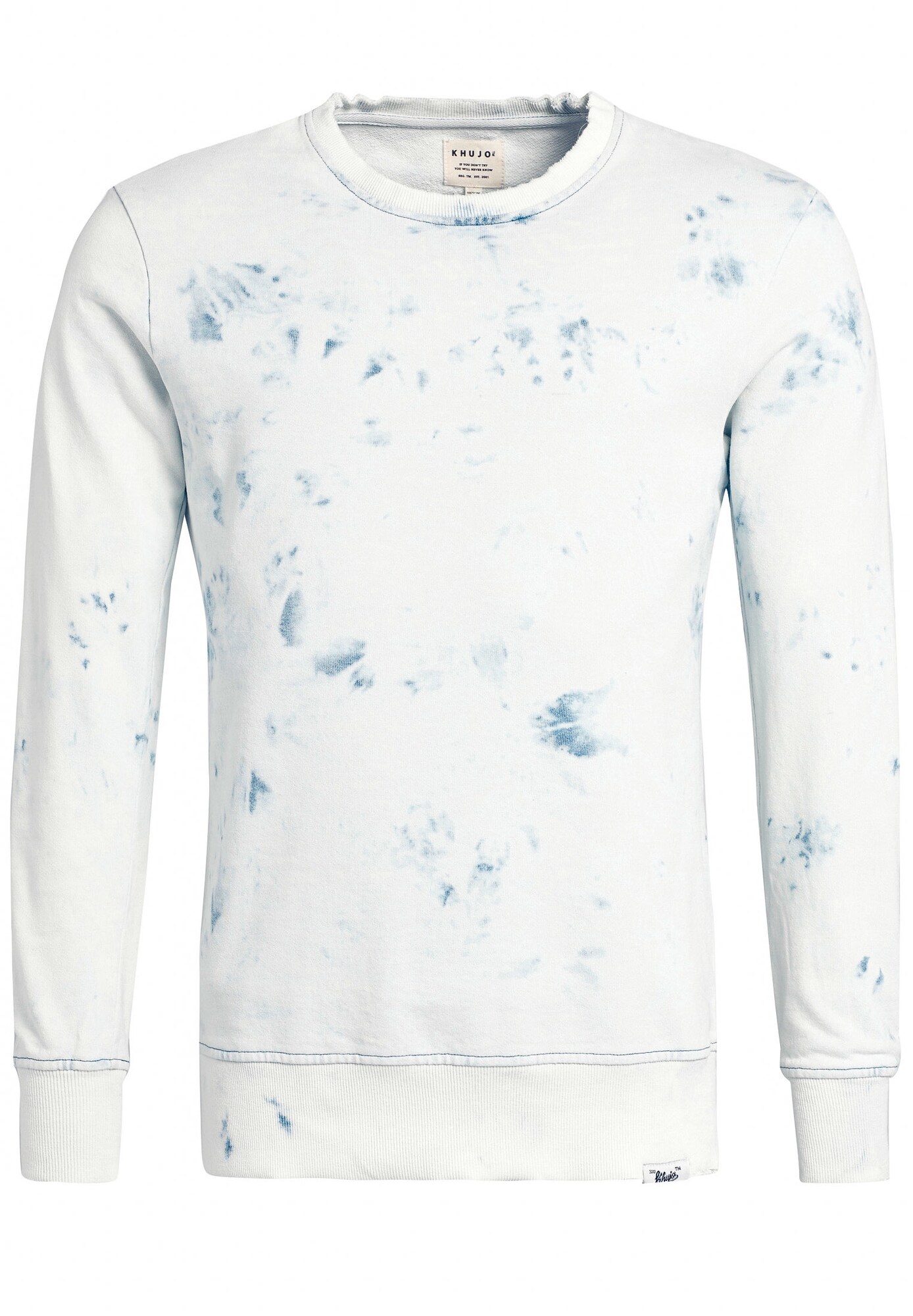 Khujo Heren Sweatshirt Gerald Lichtblauw Natuurwit khujo kopen in de aanbieding