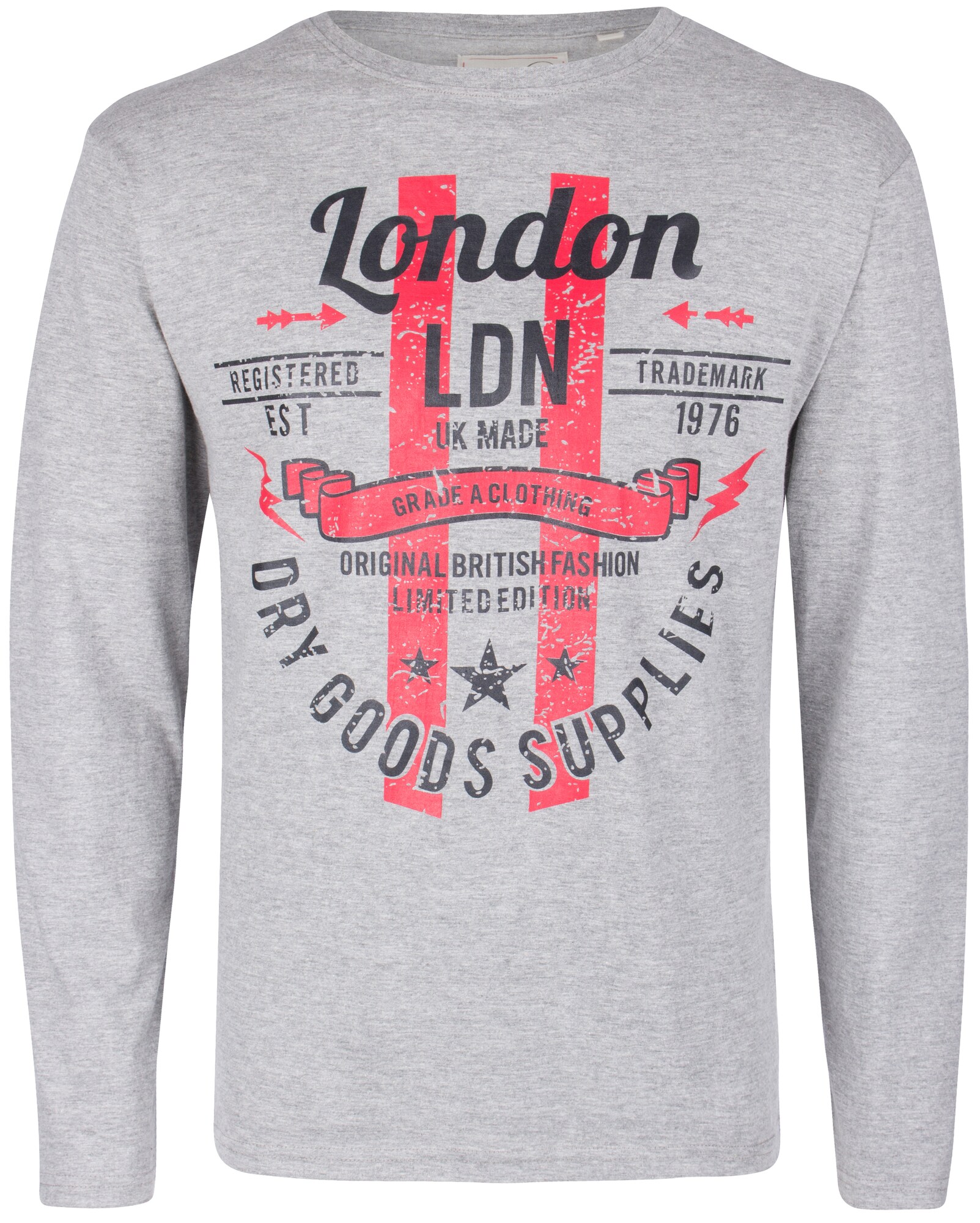 Soulstar Heren Shirt Grijs Lichtrood soulstar kopen in de aanbieding