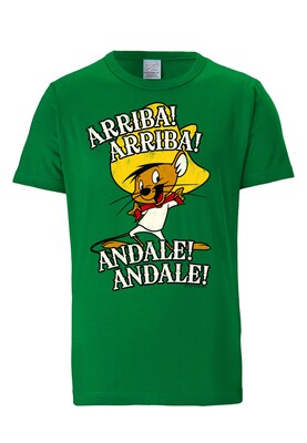 LOGOSHIRT Camiseta 'Looney Tunes Arriba! Andale!'  marrón claro / amarillo / verde / blanco