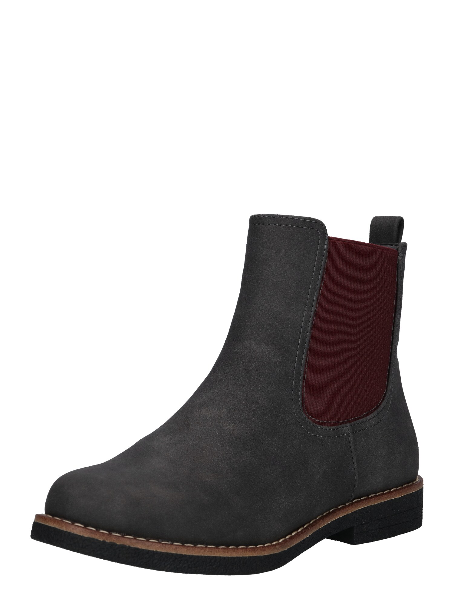 Rieker Dames Enkellaarsjes Basaltgrijs Wijnrood rieker kopen in de aanbieding