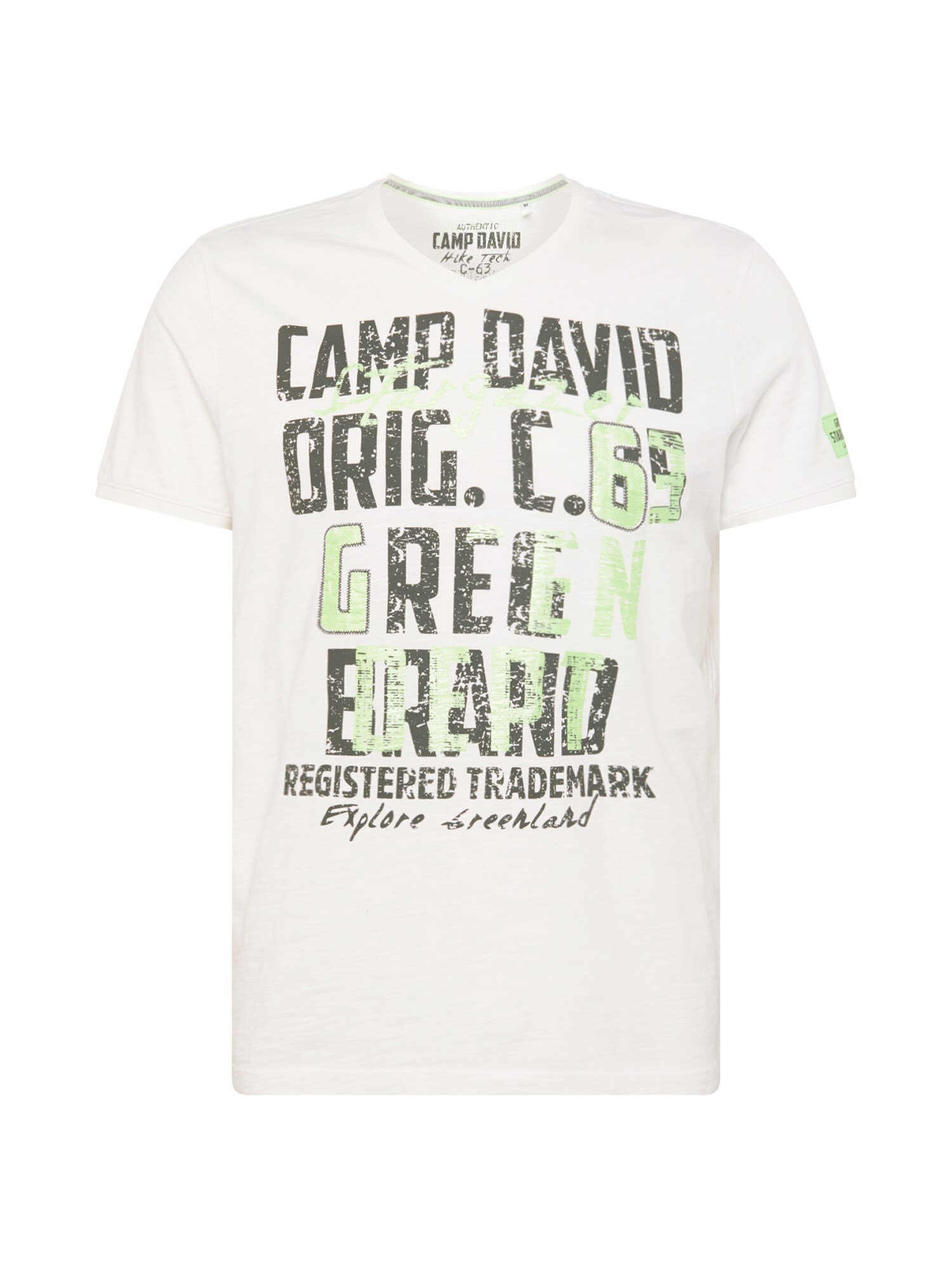 CAMP DAVID Marškinėliai  balta / neoninė žalia / juoda