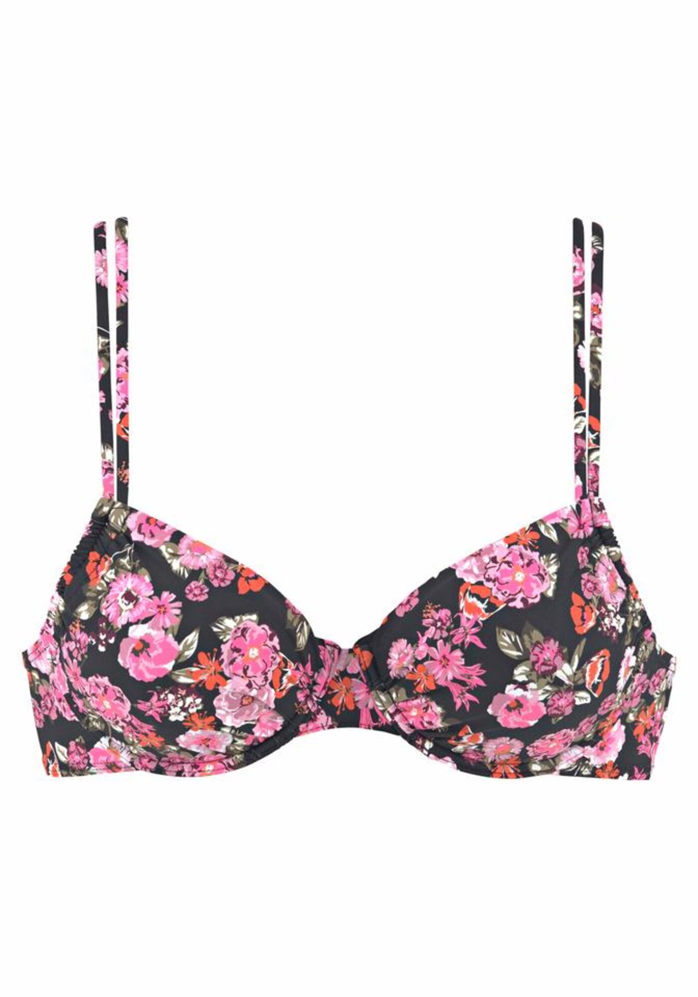 LASCANA Sutien costum de baie Blümli  roz / negru