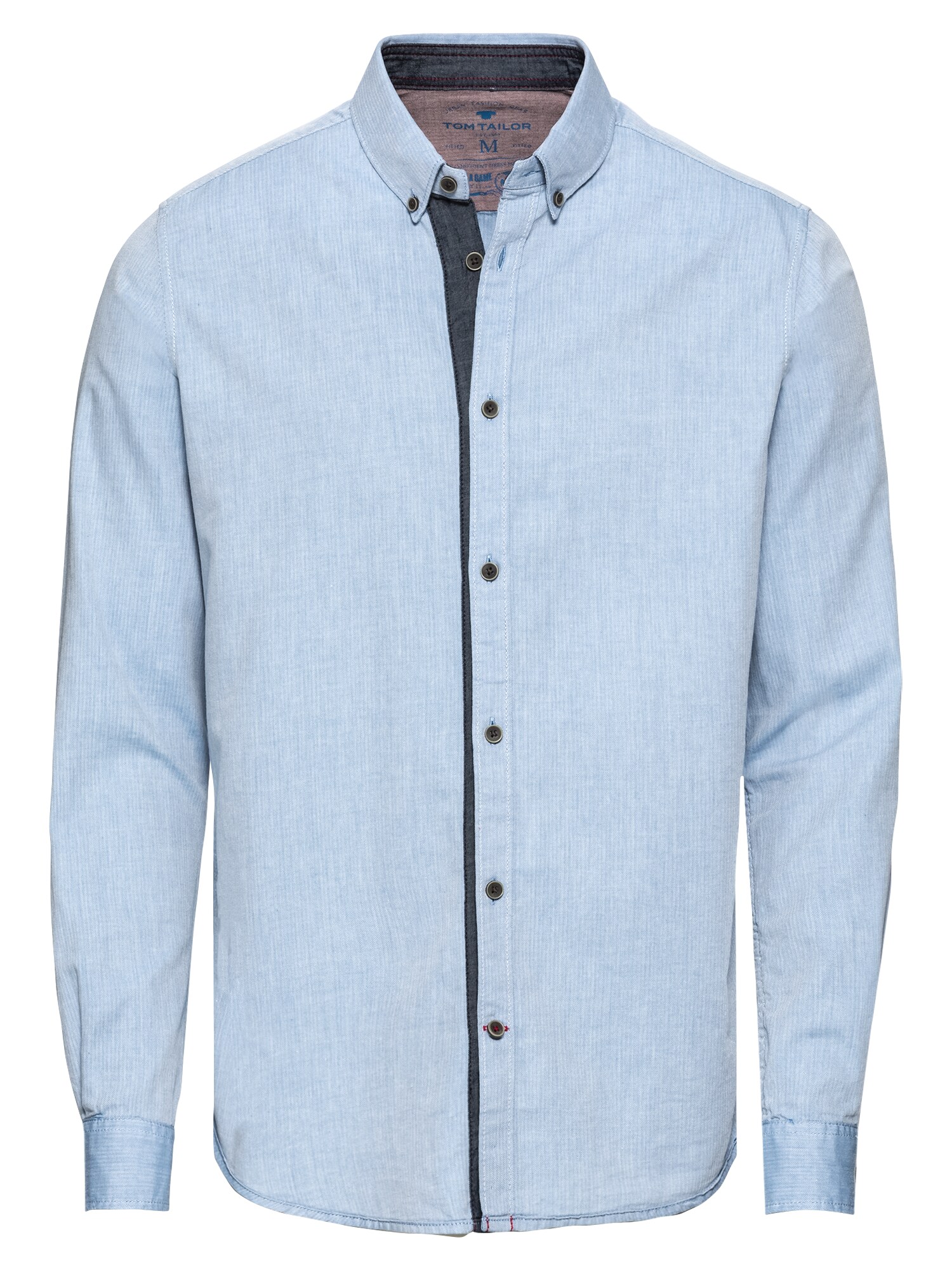 Tom Tailor Heren Overhemd Floyd Herringbone Shirt Blauw Denim tom tailor kopen in de aanbieding