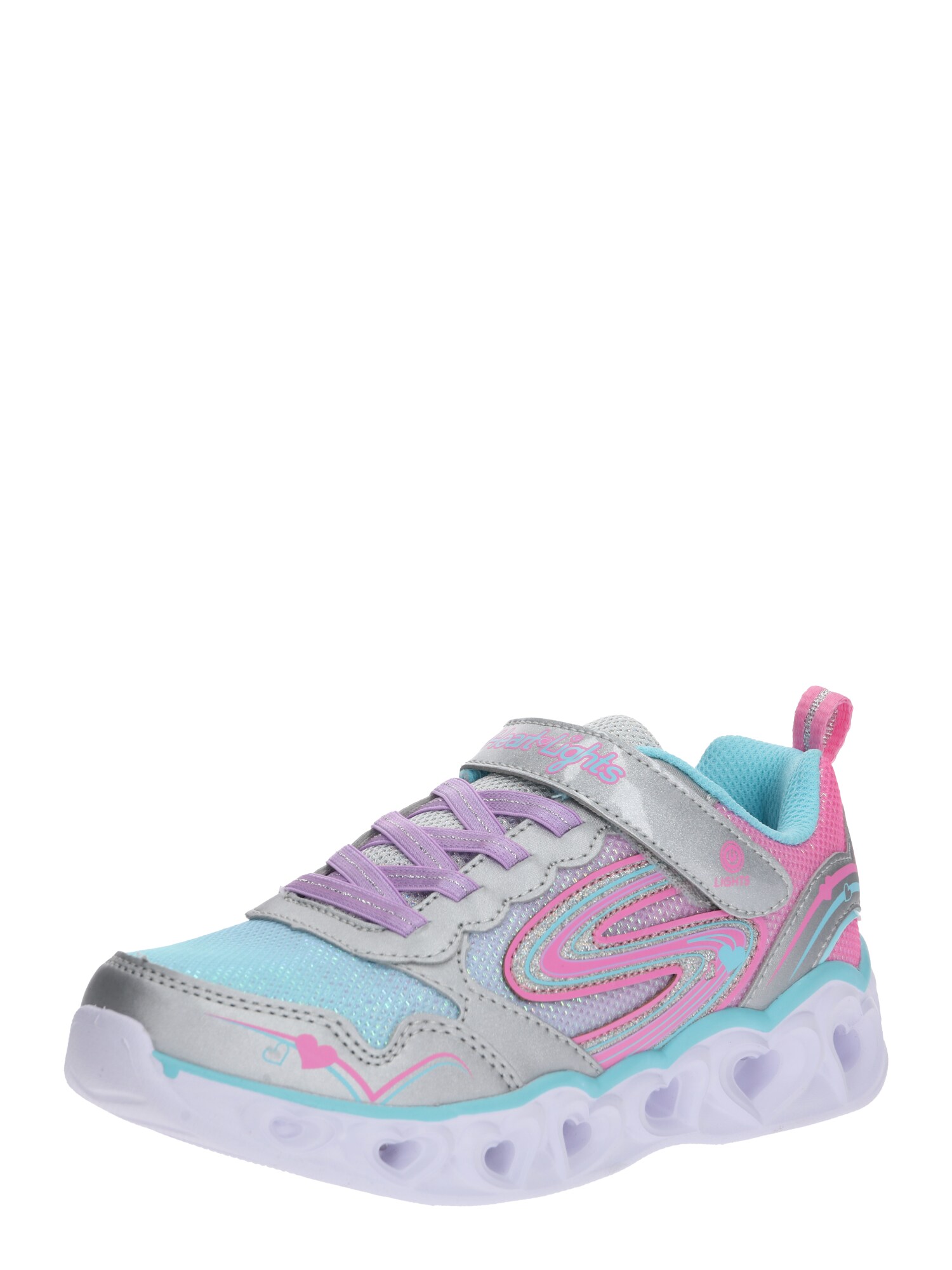 SKECHERS Sportbačiai 'HEART LIGHTS - LOVE SPARK'  sidabro pilka / rožių spalva / mėlyna