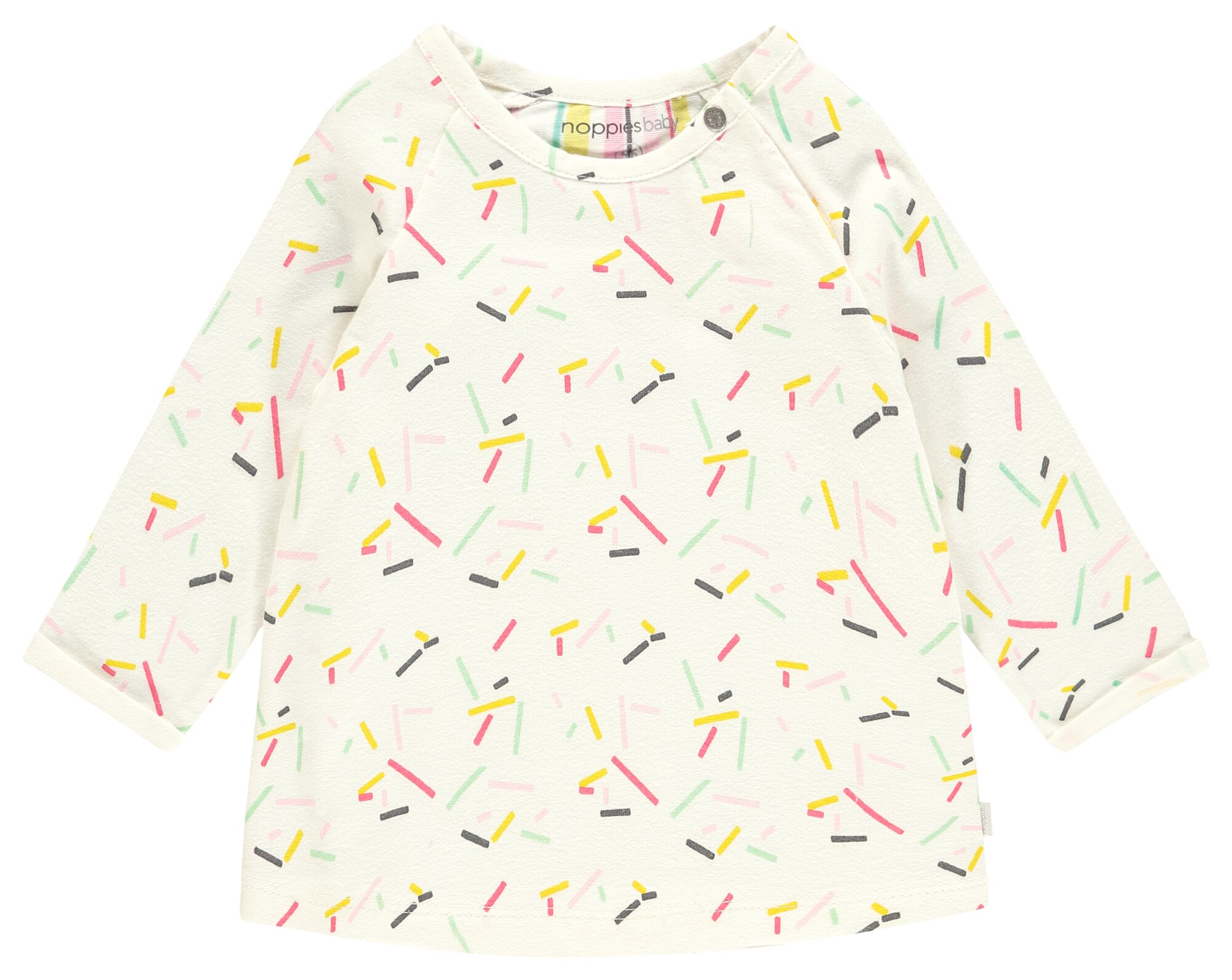 Noppies Meisjes Jurk Pacifica Creme Geel Pink Zwart noppies kopen in de aanbieding