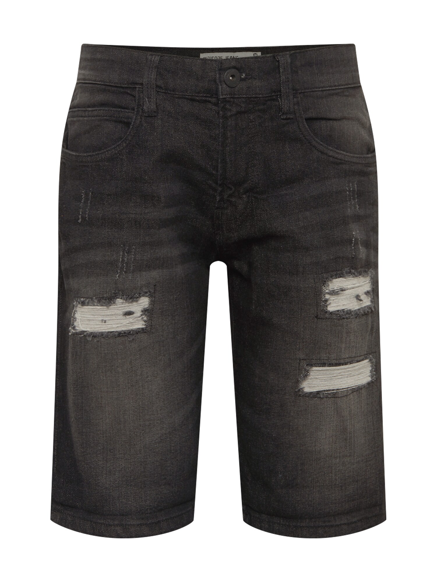 INDICODE JEANS Džinsai 'Kaden Holes'  juodo džinso spalva