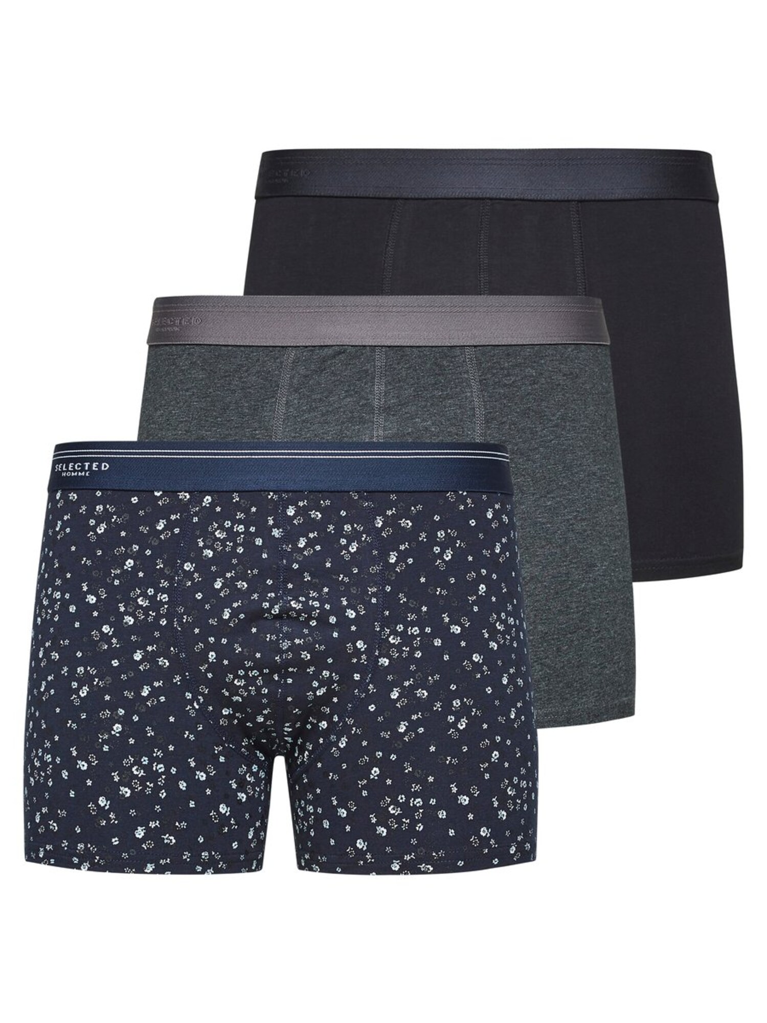 Selected Homme Heren Boxershorts Grijs Gemeleerd Violetblauw Zwart Wit selected homme kopen in de aanbieding