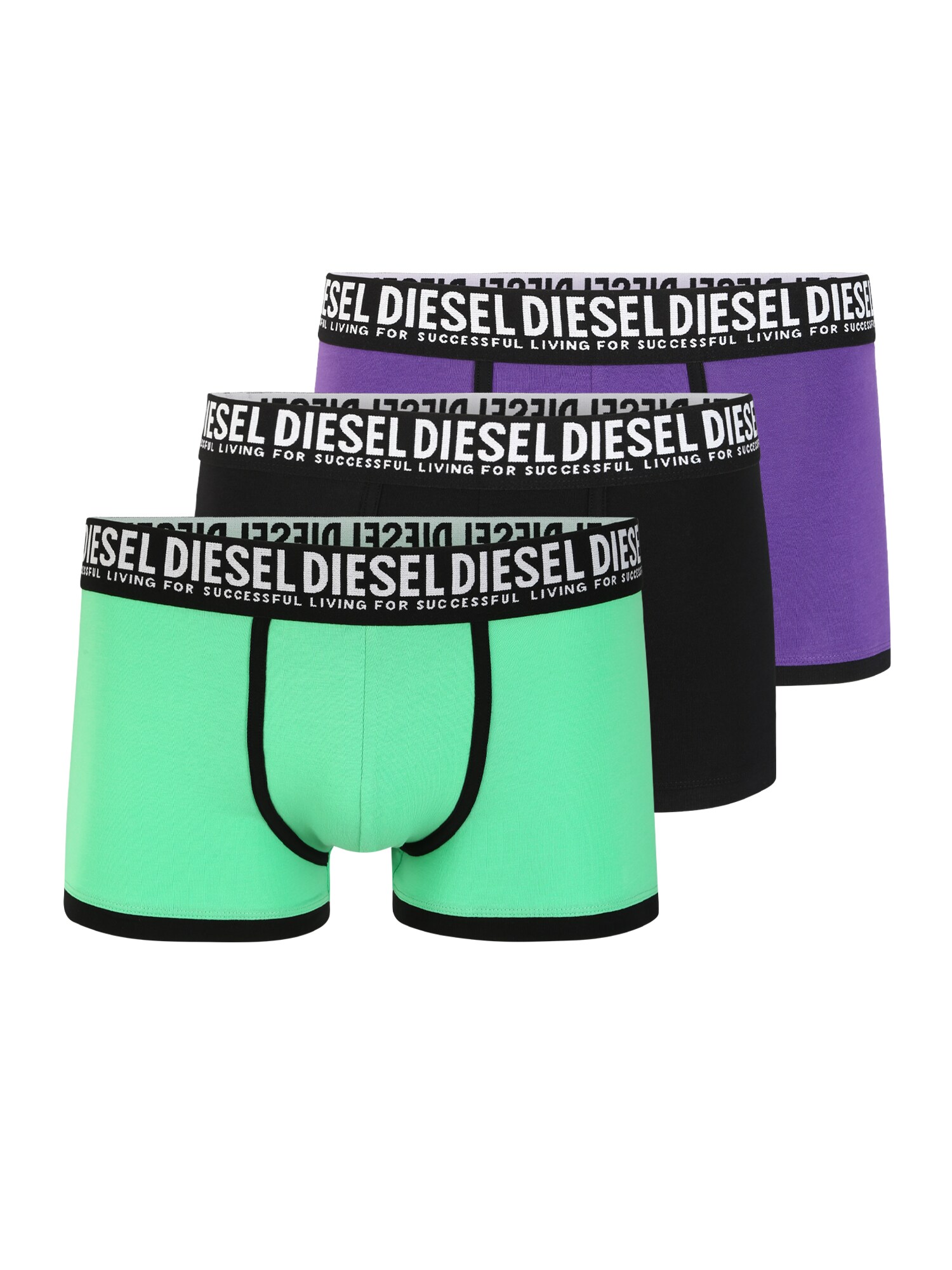 DIESEL Boxer trumpikės 'Damien'  žalia / purpurinė / juoda