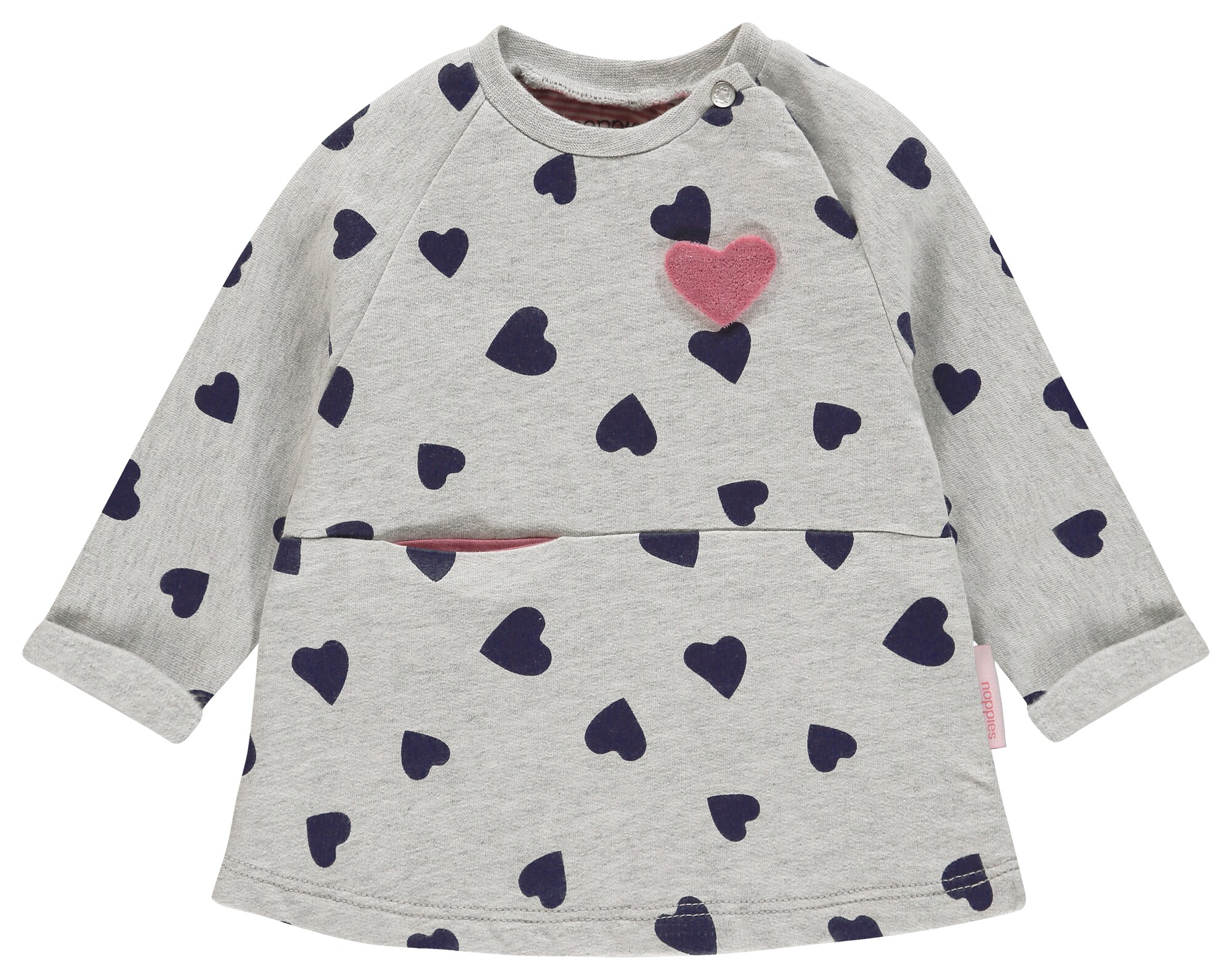 Noppies Meisjes Jurk Twins Navy Grijs Gemeleerd Pink noppies kopen in de aanbieding