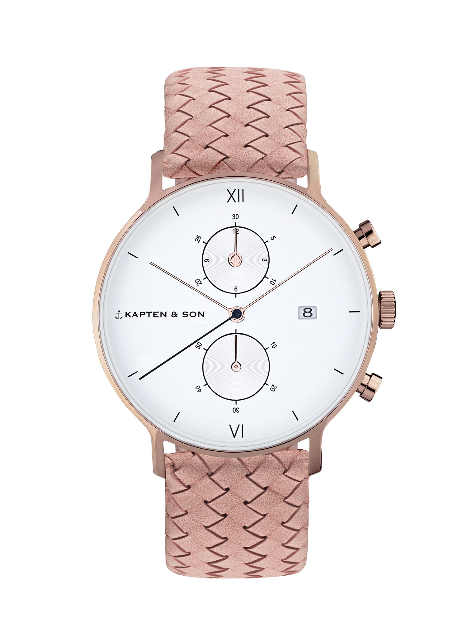 Kapten Son Dames Analoog Horloge Chrono Woven Rosa Zilver kapten son kopen in de aanbieding