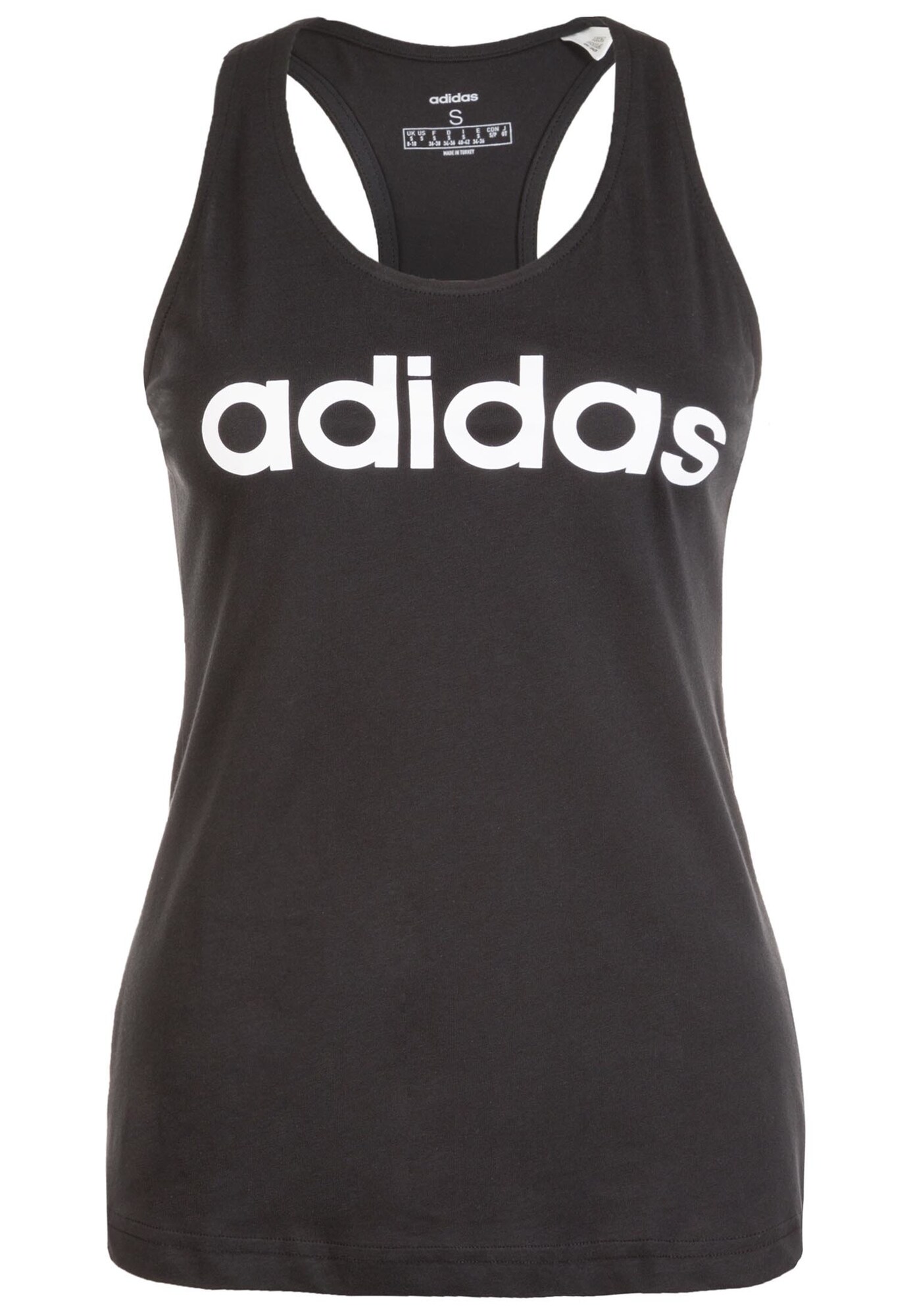 ADIDAS PERFORMANCE Sportiniai marškinėliai be rankovių 'Essentials Linear'  juoda / balta