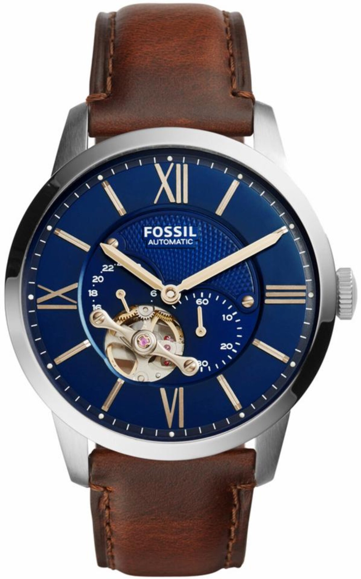 FOSSIL Analógové hodinky 'Townman'  hnedá / striebornosivá