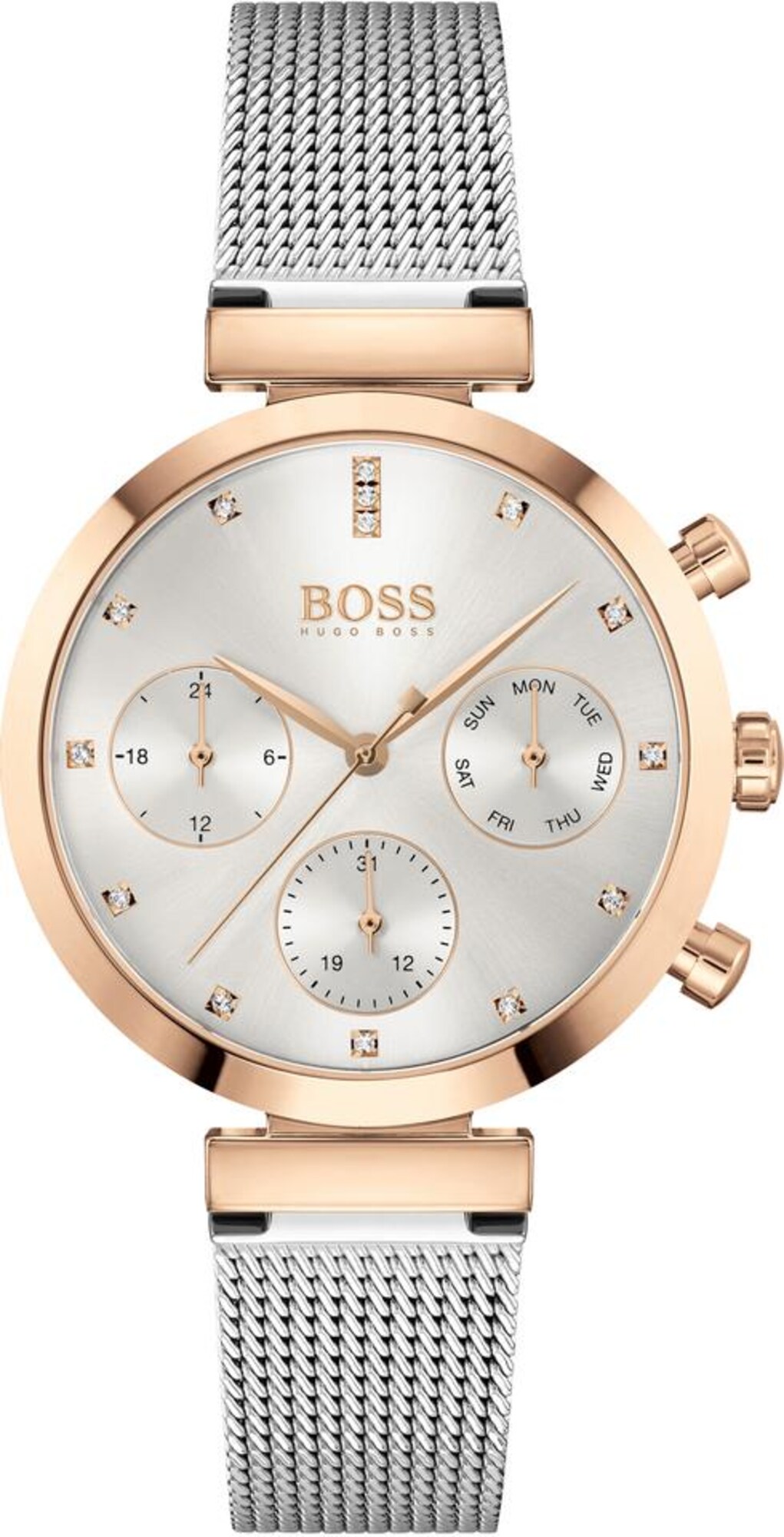 BOSS Analoginis (įprastinio dizaino) laikrodis 'FLAWLESS'  sidabrinė / rožinio aukso spalva / balta