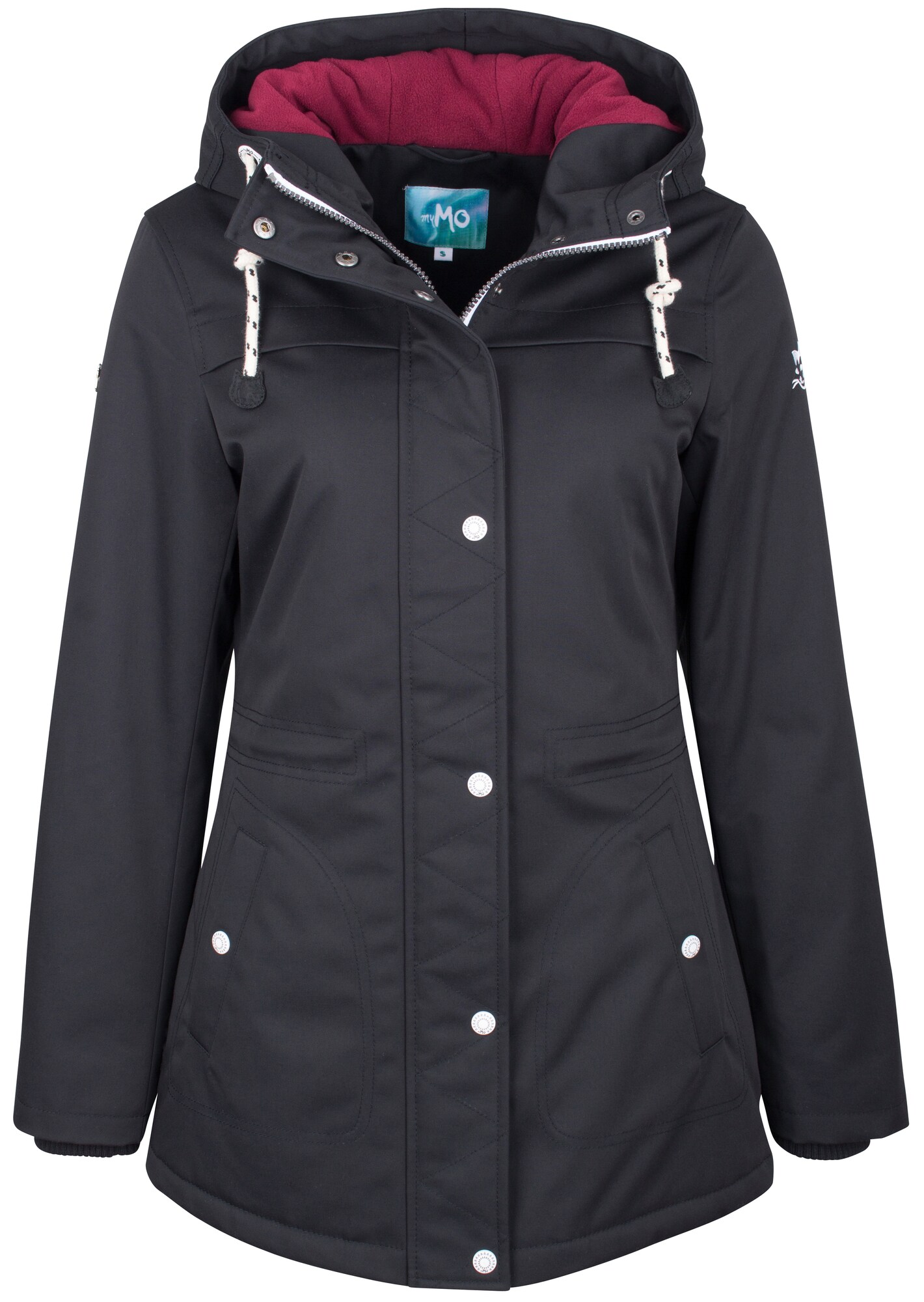 Mymo Dames Winterjas Bordeaux Zwart mymo kopen in de aanbieding