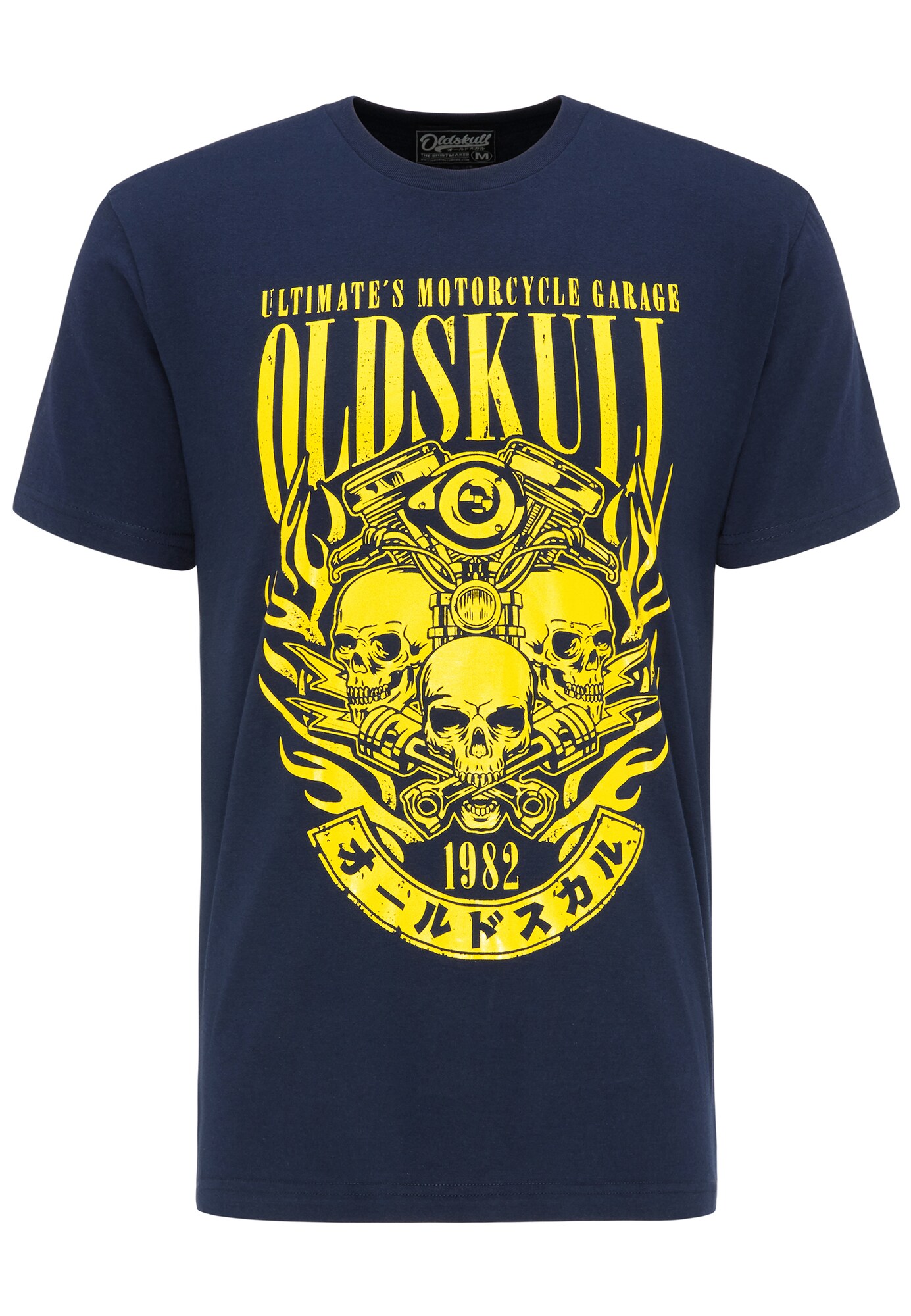 Oldskull Heren Shirt Nachtblauw Geel oldskull kopen in de aanbieding