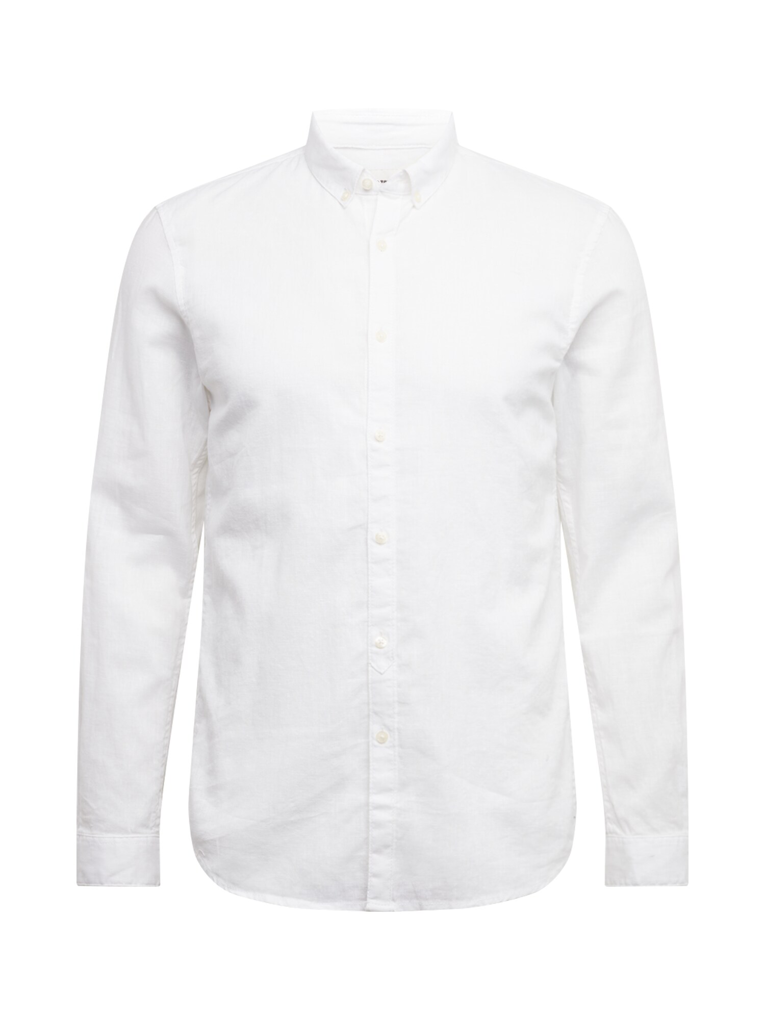 TOM TAILOR DENIM Dalykiniai marškiniai 'longsleeve cotton linen shirt'  balta