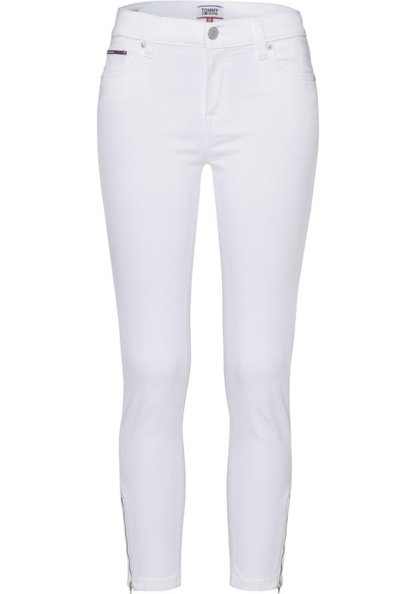 Tommy Jeans Džinsai 'NORA MID RISE SKNY ANKL ZIP MNM'  balta