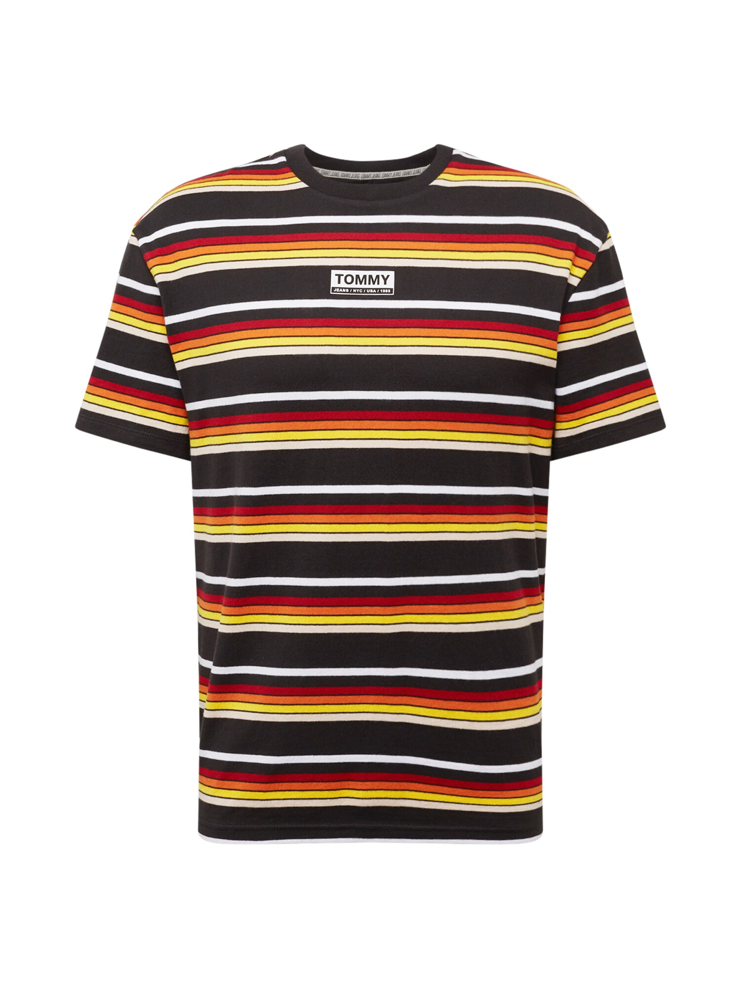 Tommy Jeans Marškinėliai 'Yarn Dye Stripe'  raudona / juoda / geltona