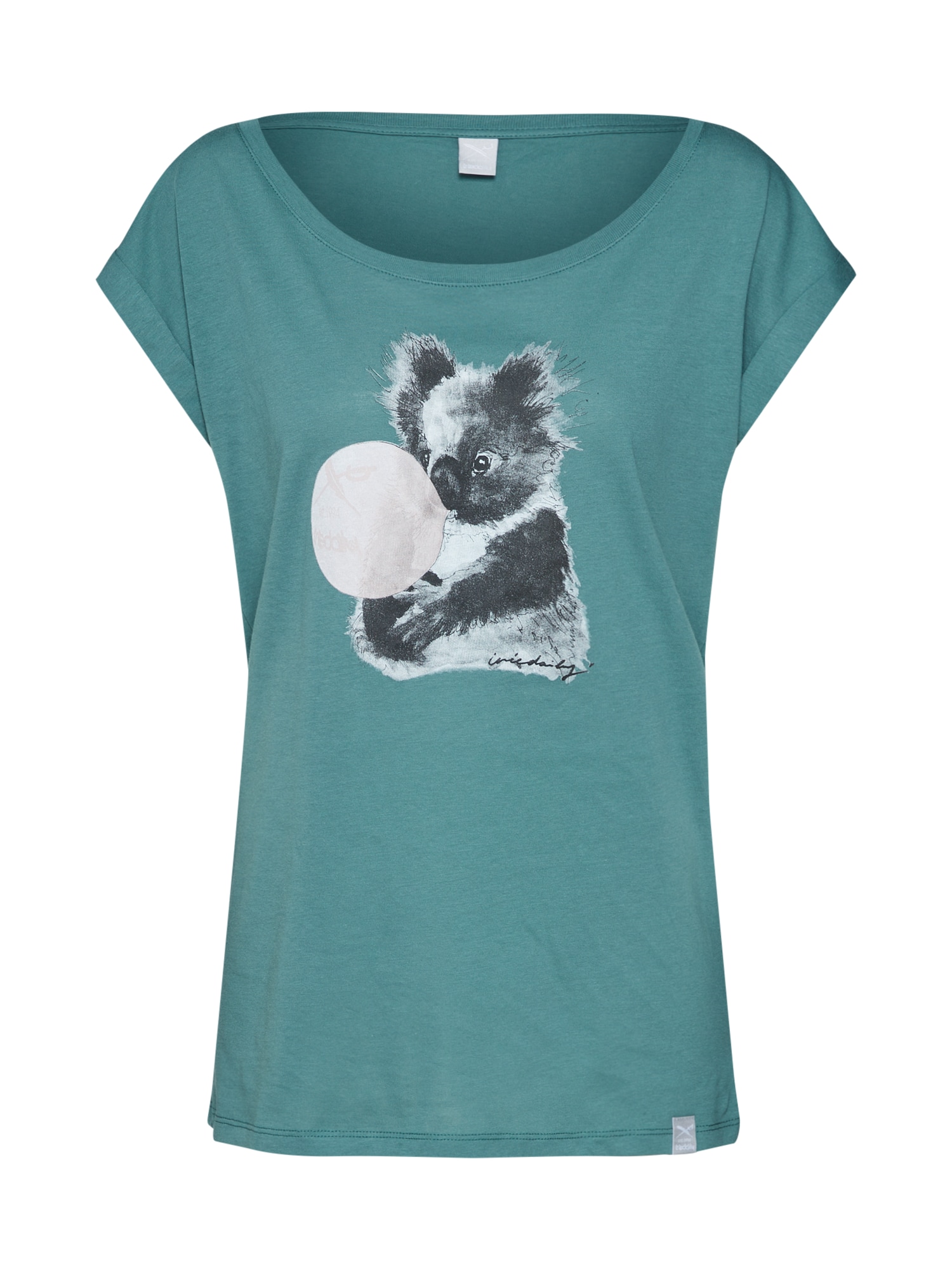 Iriedaily Dames Shirt Koala Bubble Tee Petrol Wit iriedaily kopen in de aanbieding