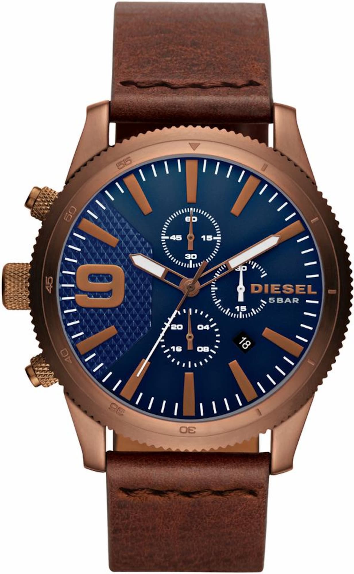 DIESEL Chronograph RASP CHRONO 46, DZ4455 blau / braun