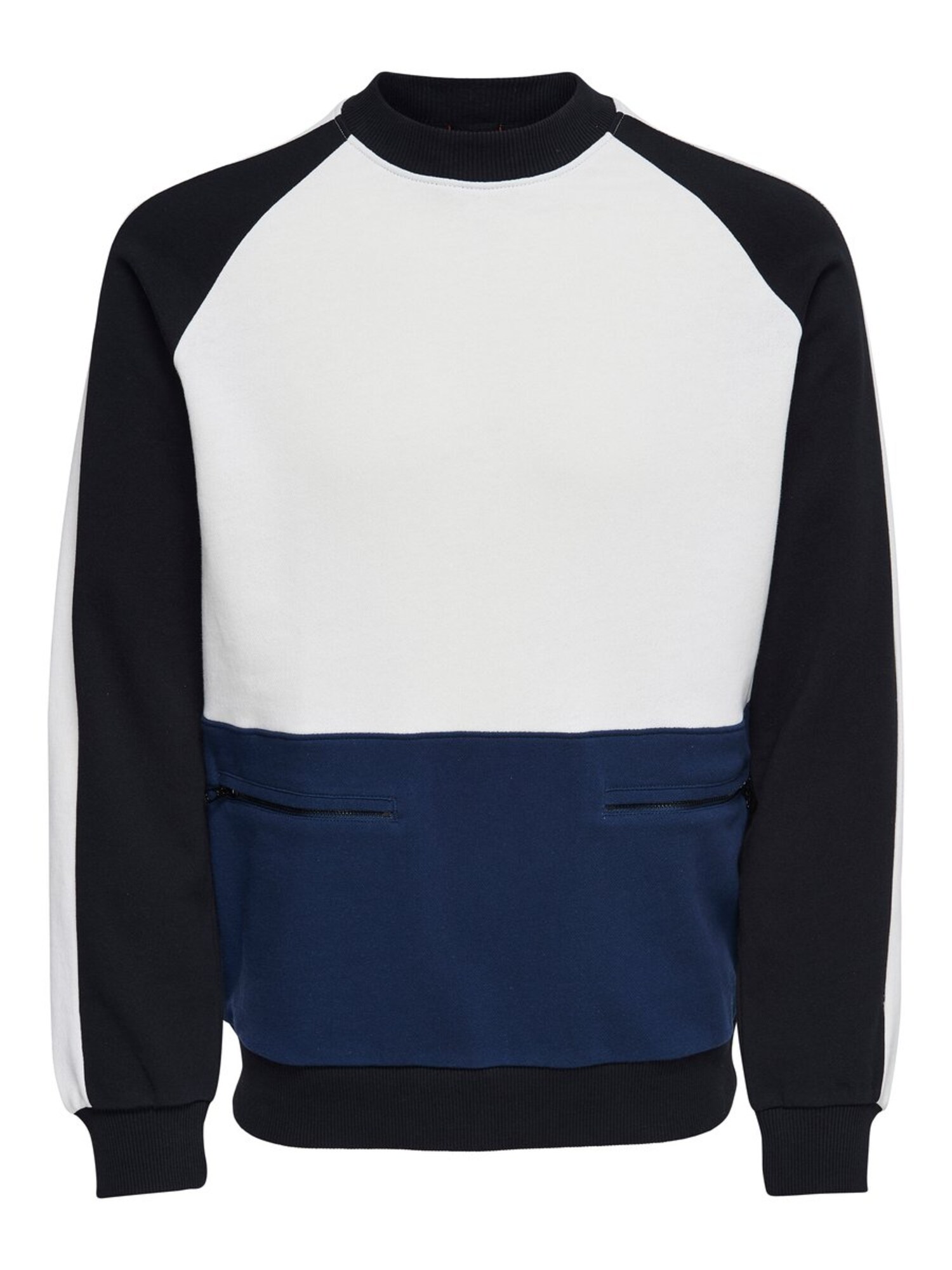 Only Sons Heren Sweatshirt Colourblock Nachtblauw Donkerblauw Wit only sons kopen in de aanbieding