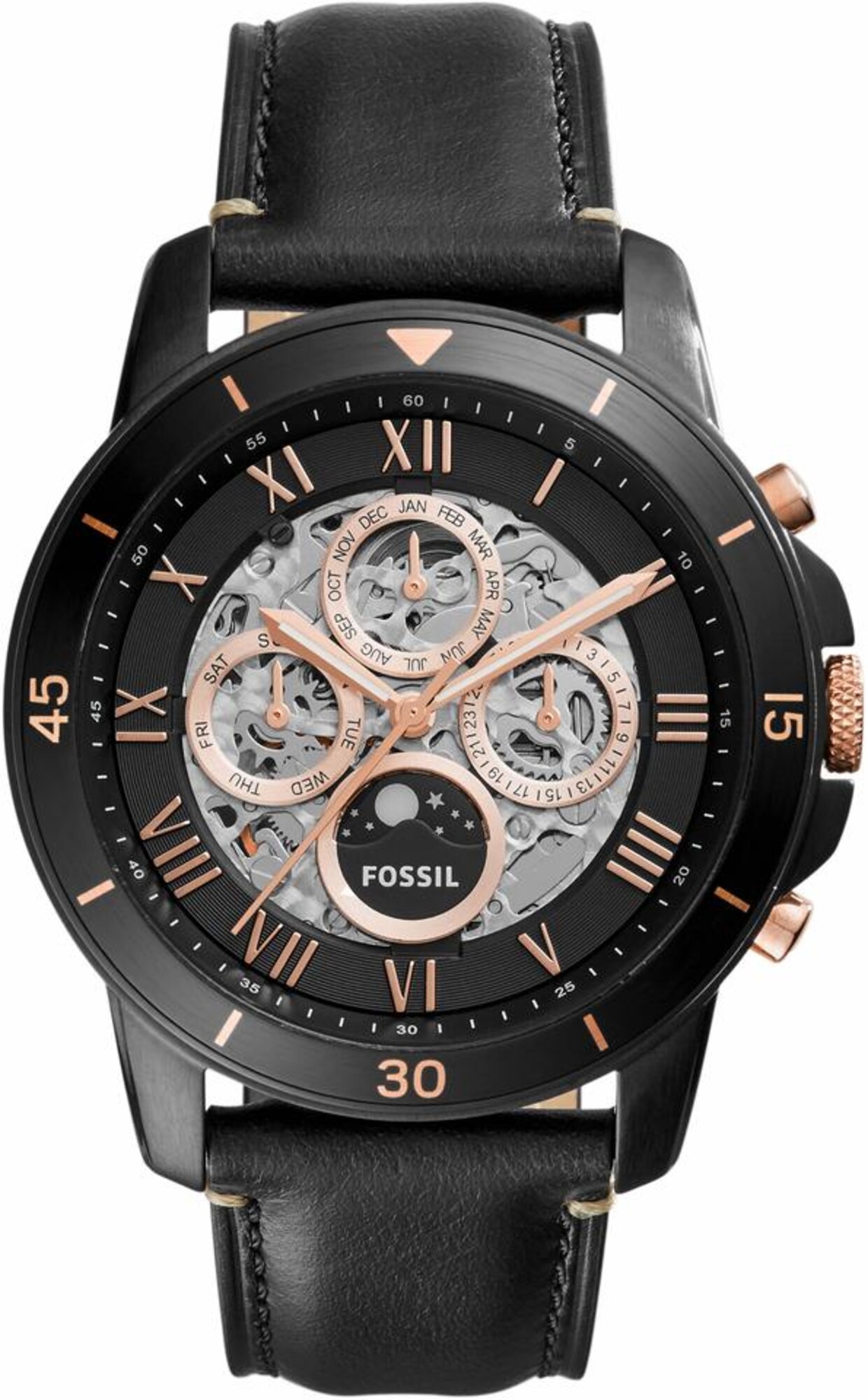 FOSSIL Automatikuhr ''''GRANT SPORT'''' rosegold / schwarz
