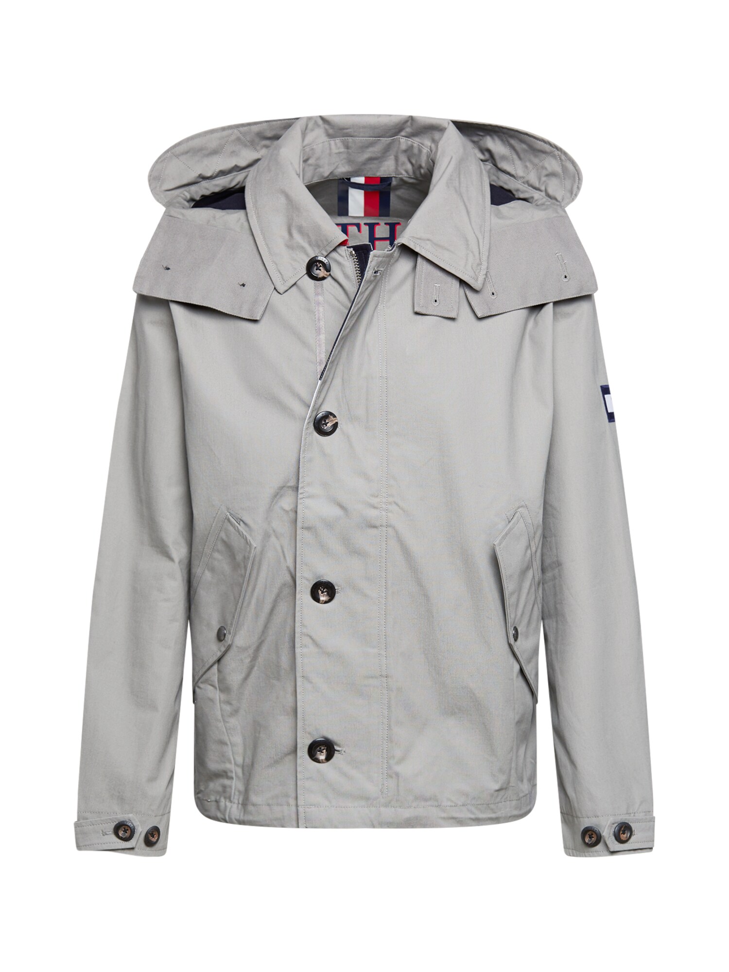TOMMY HILFIGER Demisezoninė striukė  pilka / tamsiai mėlyna / balta / raudona