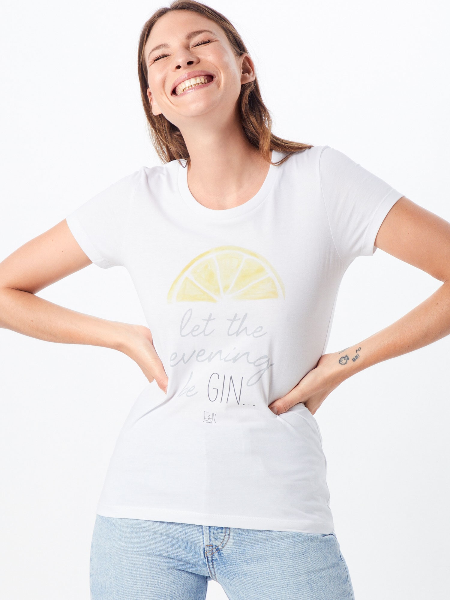 EINSTEIN & NEWTON T-shirt 'Gin'  jaune / blanc
