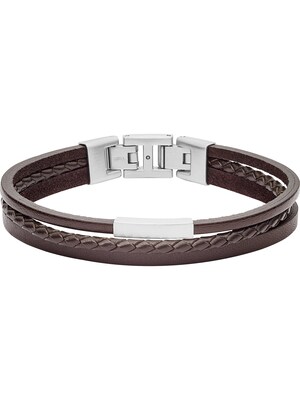 FOSSIL Pulsera  marrón oscuro / plata