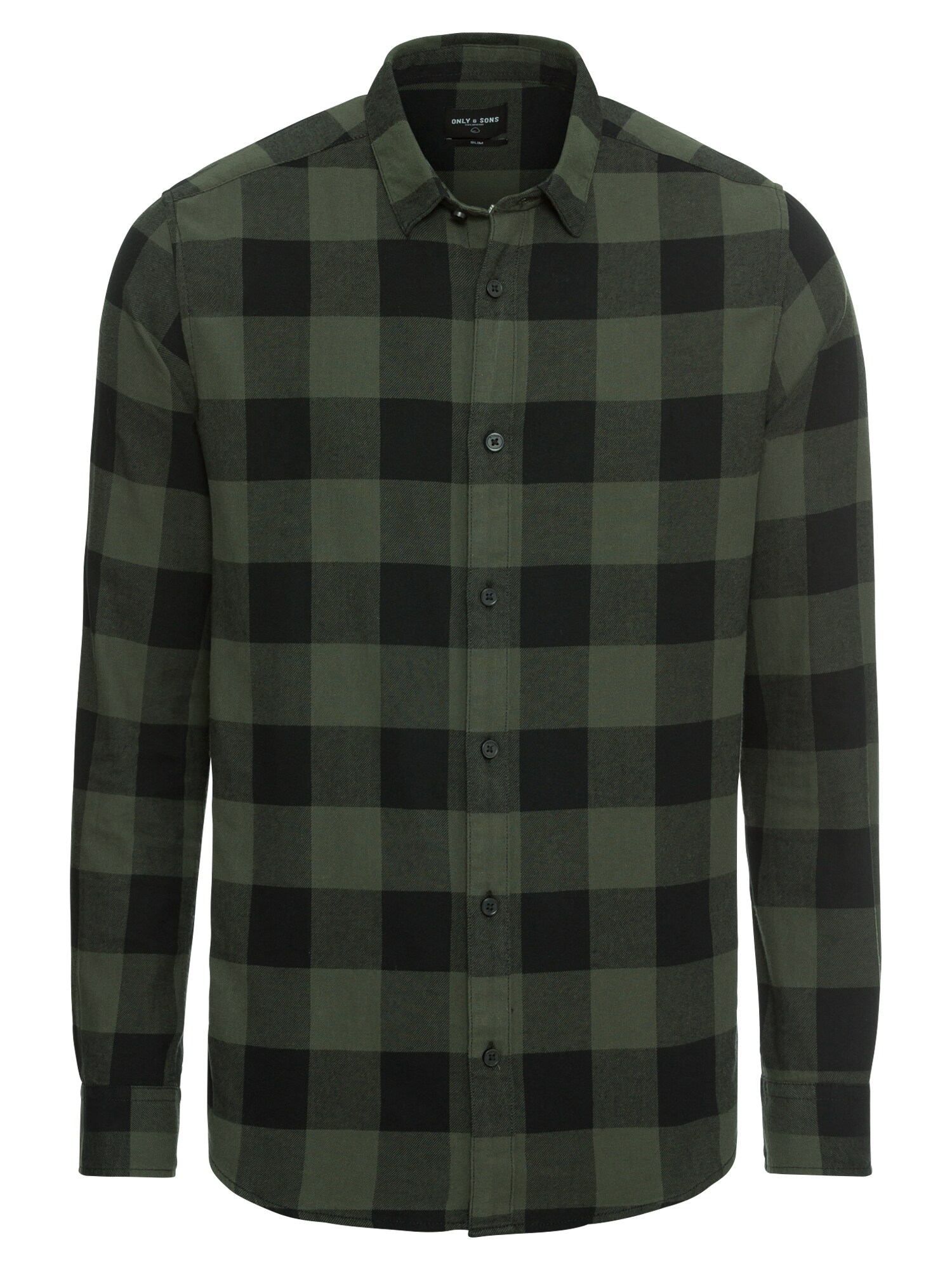 Only & Sons Dalykiniai marškiniai 'Gudmund'  tamsiai žalia / juoda