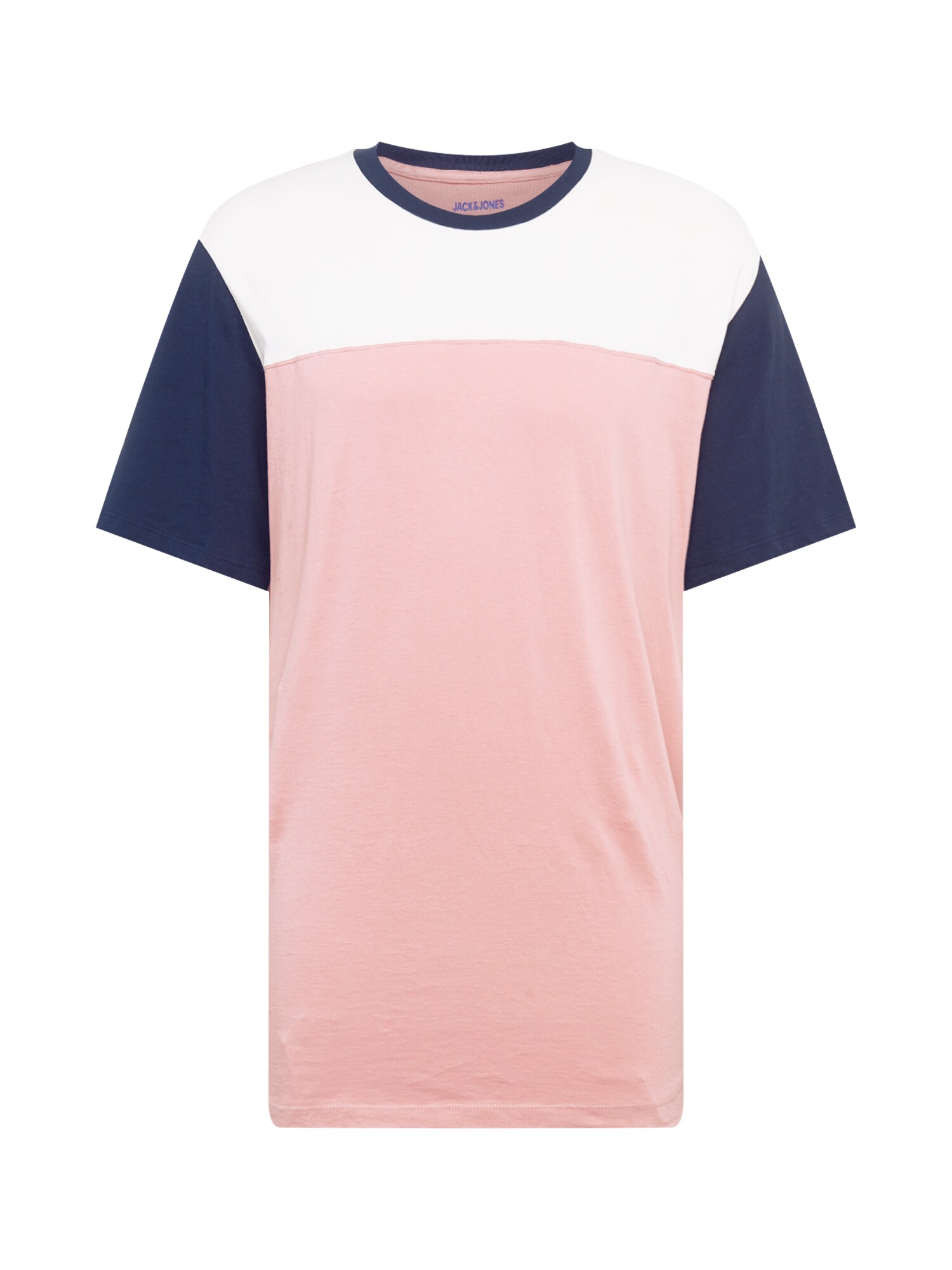 Jack & Jones Plus Marškinėliai  balta / rožių spalva / tamsiai mėlyna