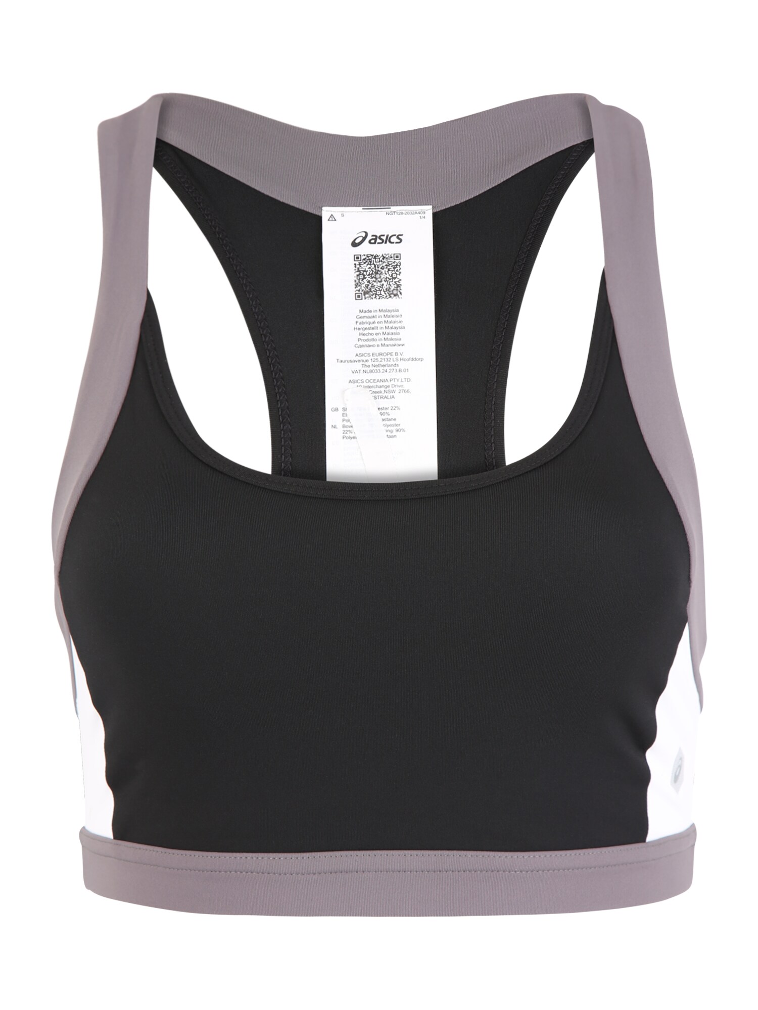 ASICS Sportinė liemenėlė 'COLOR BLOCK BRA 2'  pilka / juoda / balta
