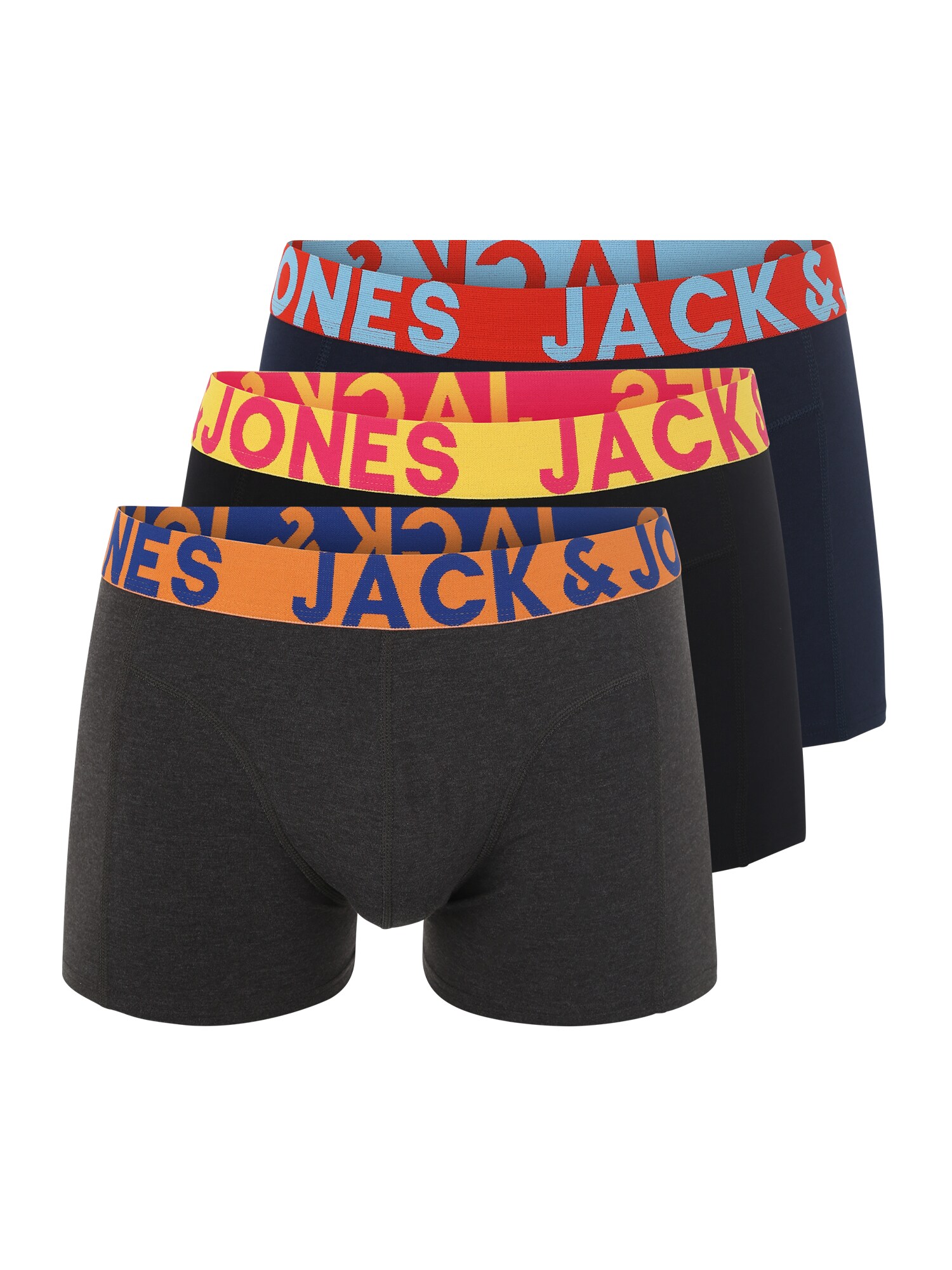 JACK & JONES Boxerky 'JACCrazy'  tmavomodrá / antracitová / oranžová / čierna