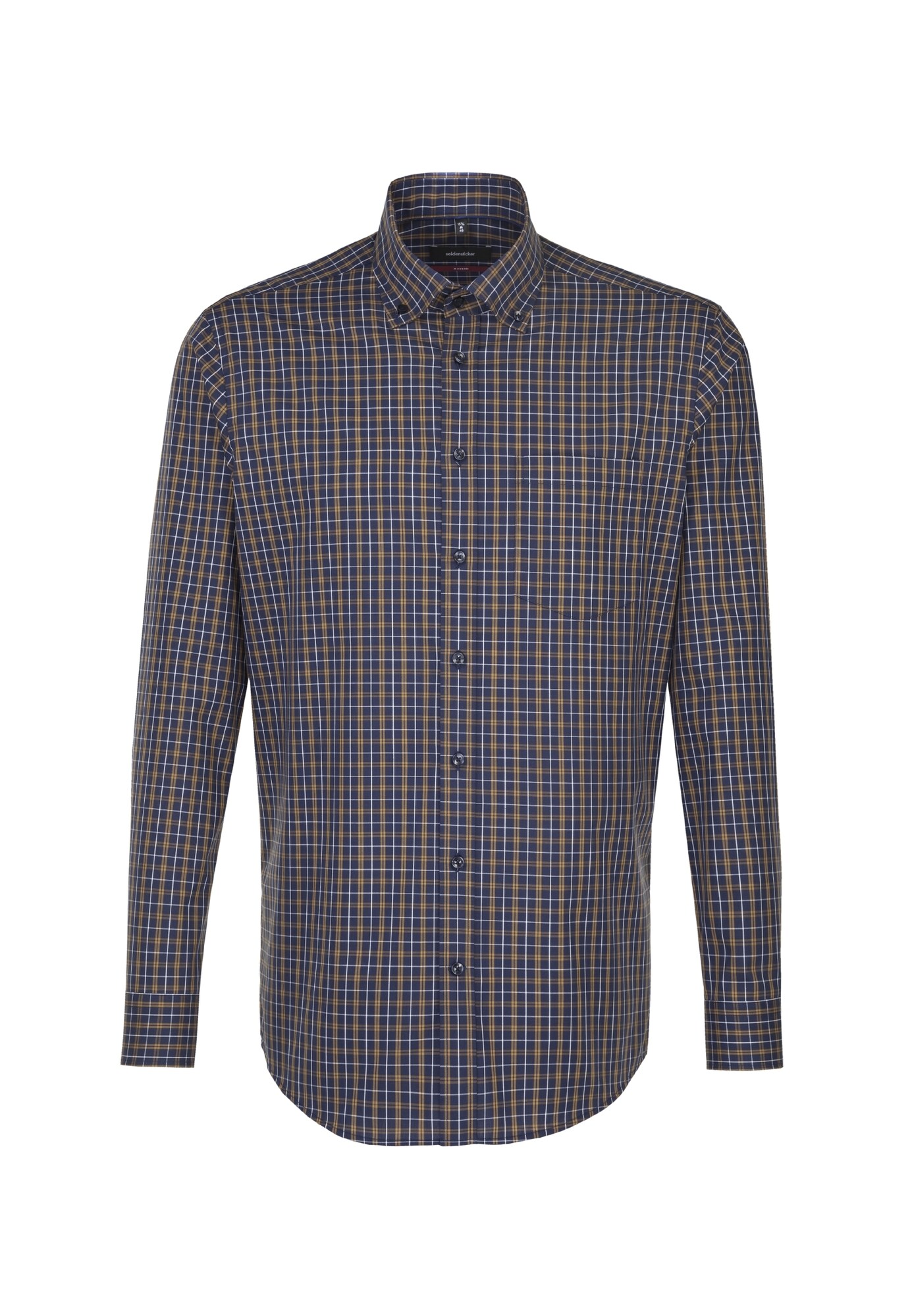 Seidensticker Heren Zakelijk Overhemd Blauw Bruin seidensticker kopen in de aanbieding